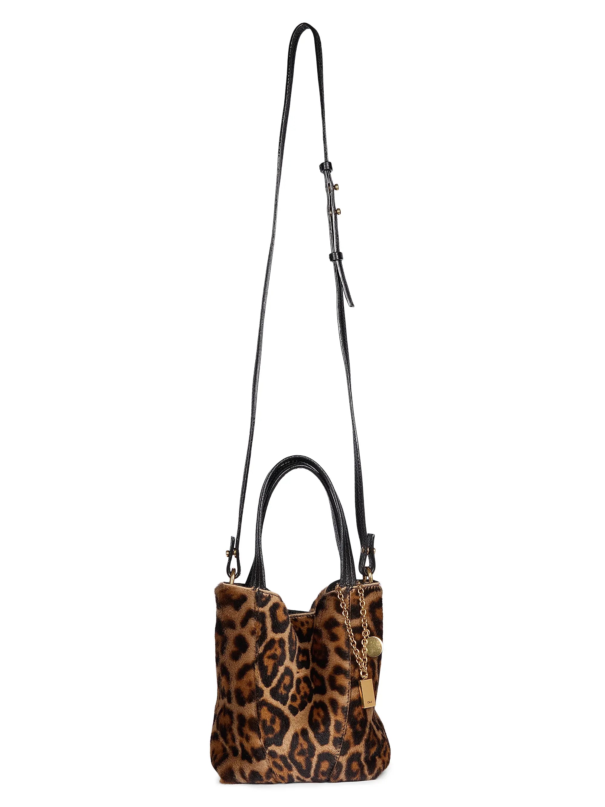 Chloé Spin Leopard-Print Shearling Tote Bag