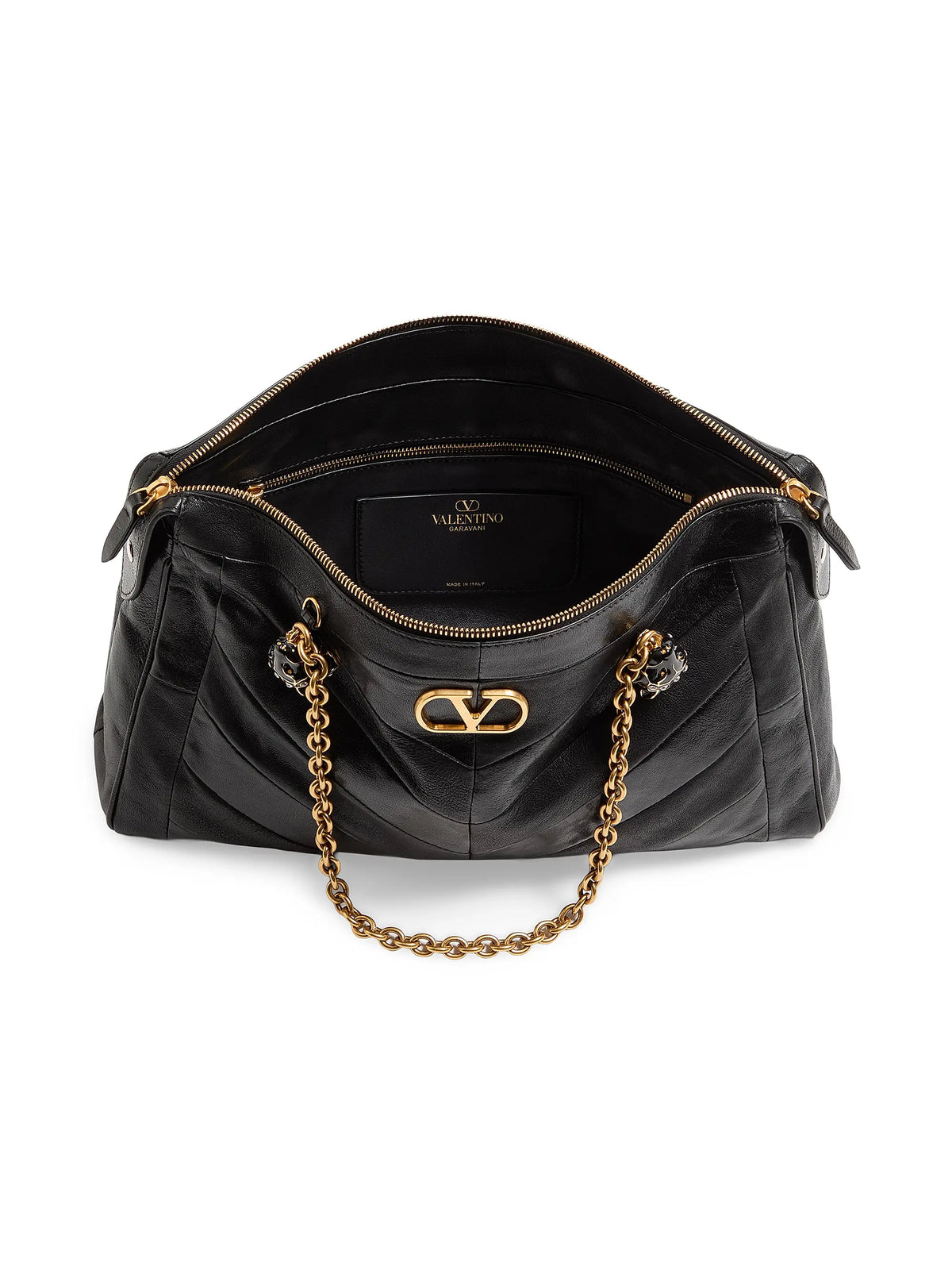 Valentino Garavani Panthea Shoulder Bag in Nappa Leather with Chevron Pattern