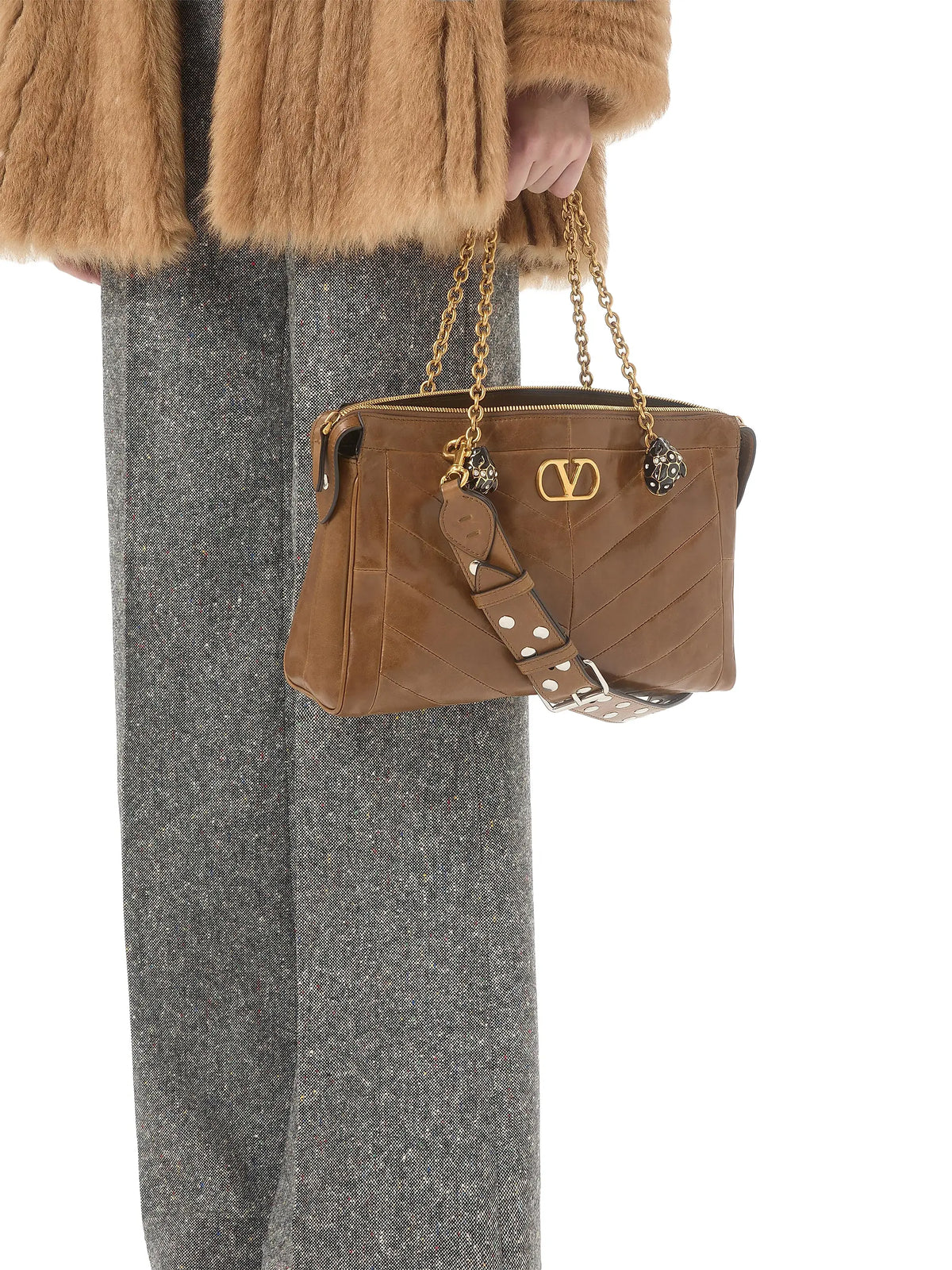 Valentino Garavani Panthea Shoulder Bag in Nappa Leather with Chevron Pattern