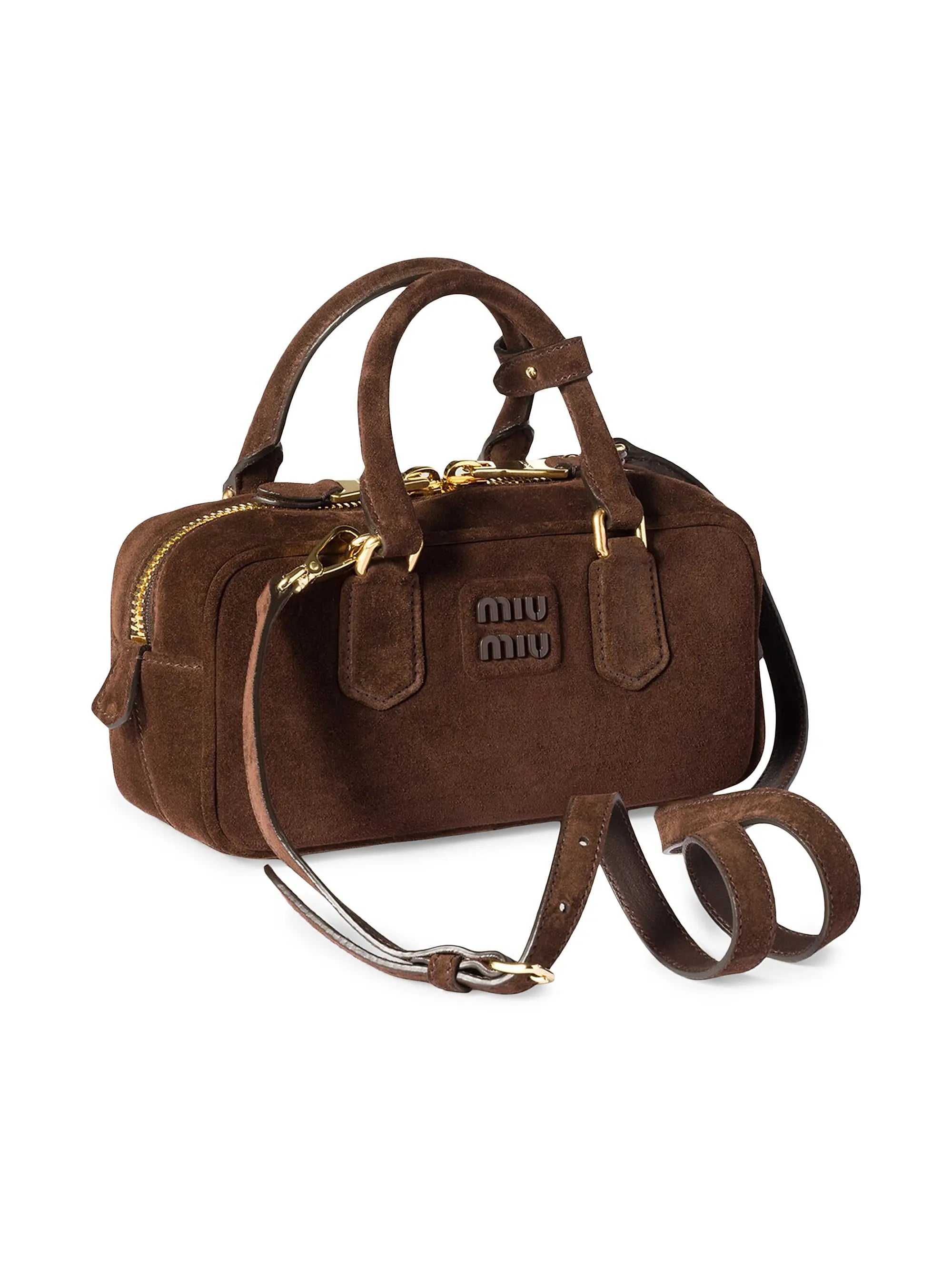 Miu Miu Arcadie Padded Suede Top-Handle Bag