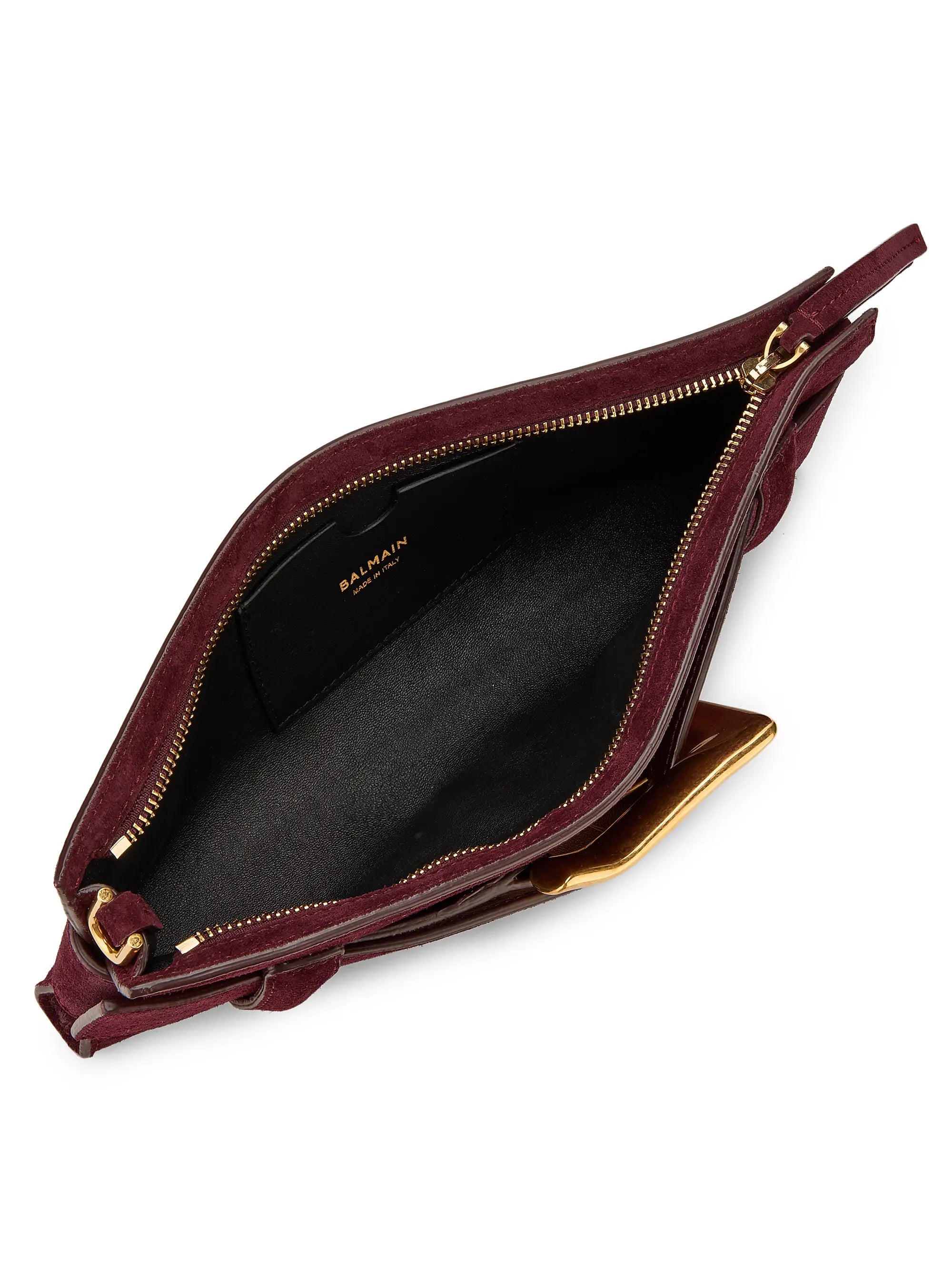 Balmain Mini Anthem Suede Clutch Bag