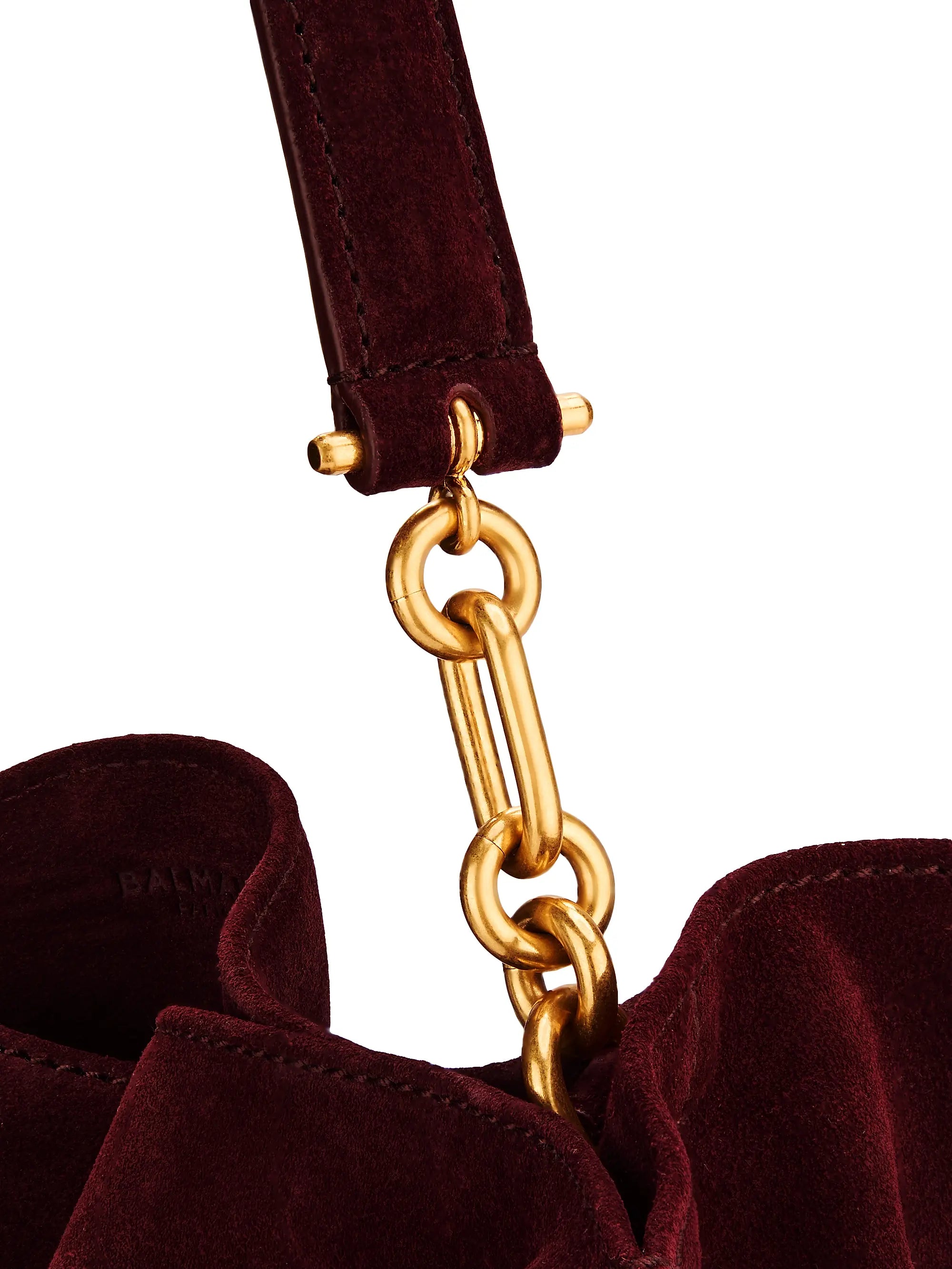 Balmain Medium Anthem Suede Shoulder Bag