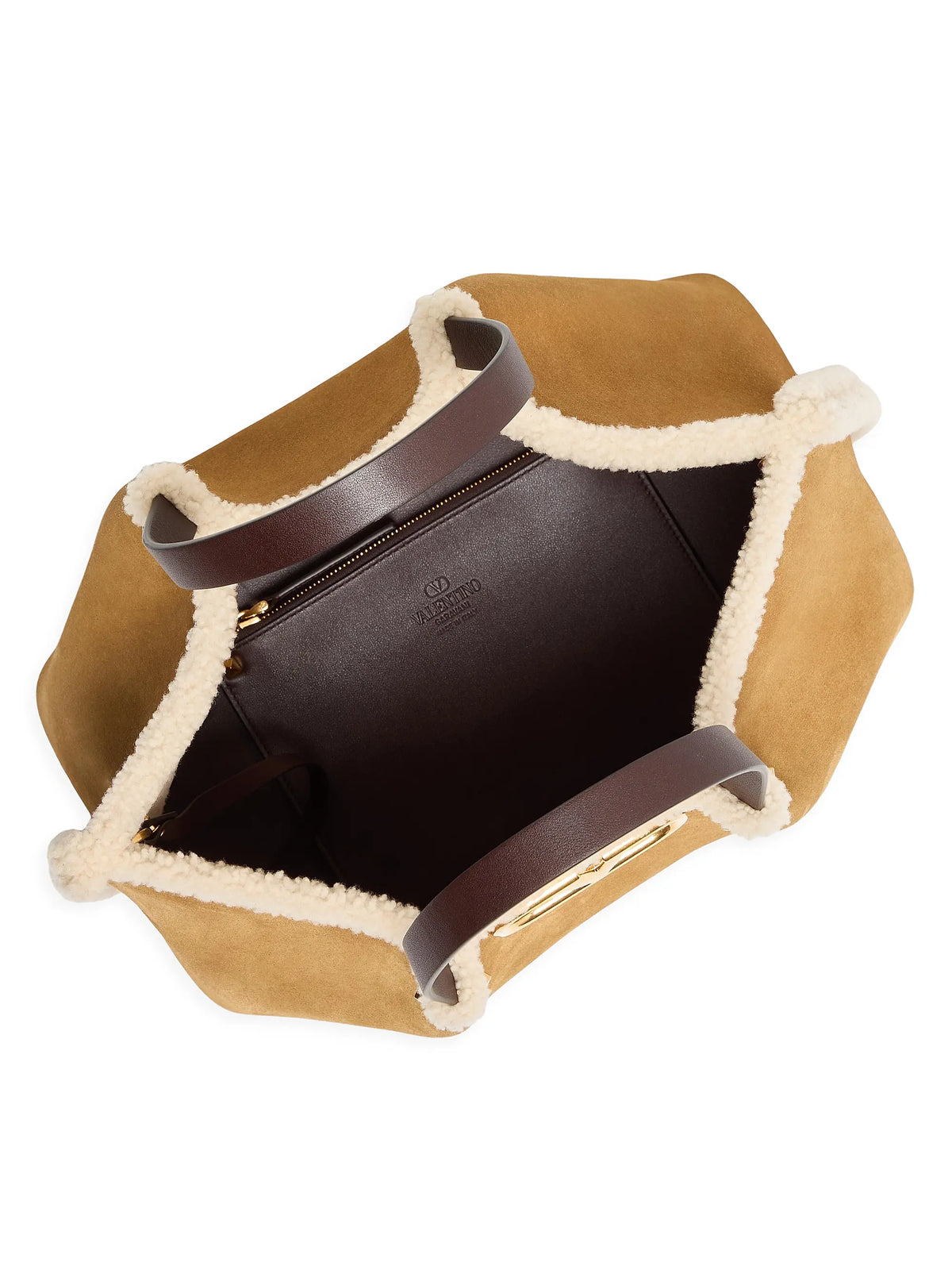 Valentino Garavani Medium Suede Shopping Bag with Sheepskin Lining