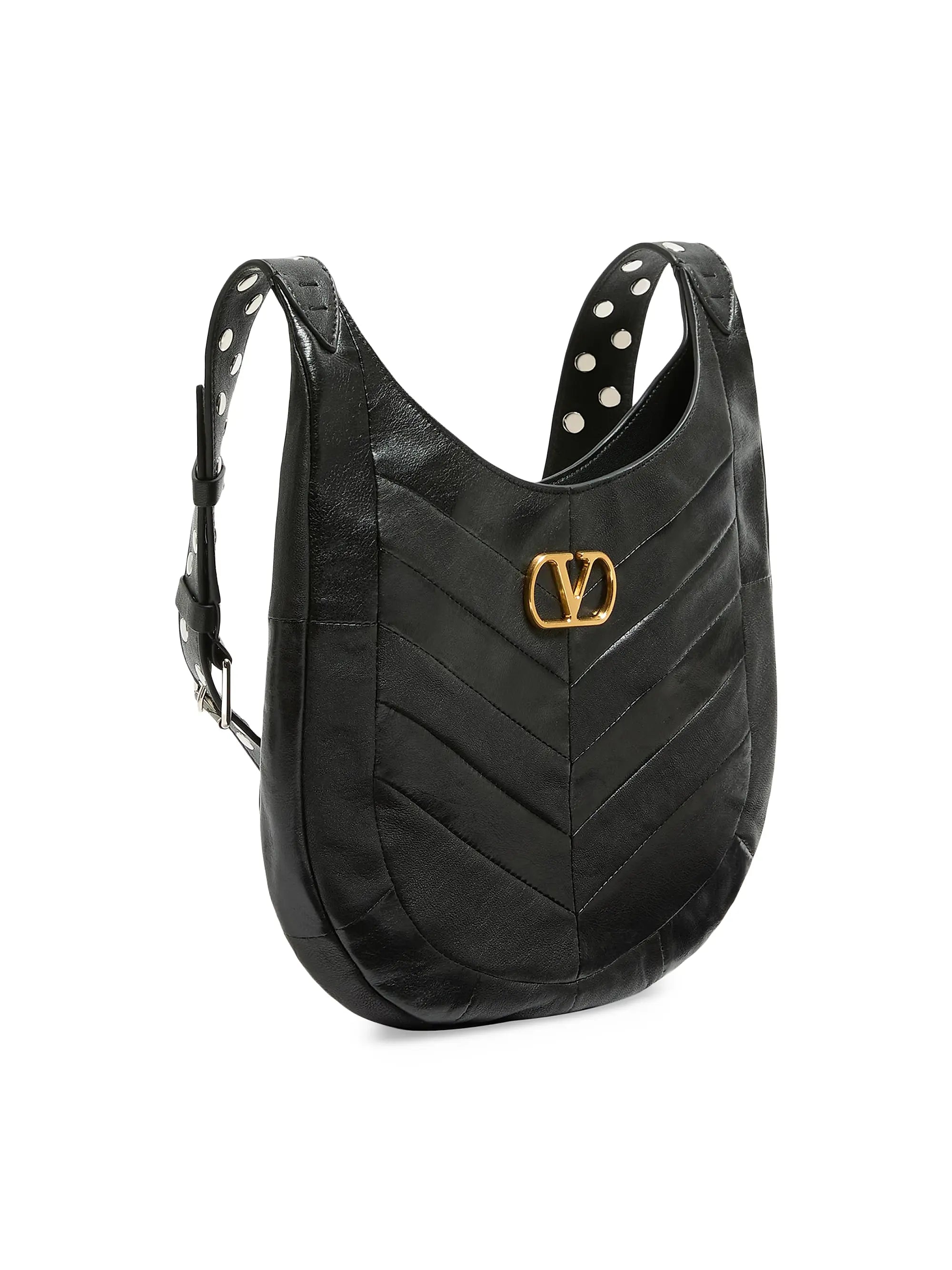 Valentino Garavani Hoboho Small Hobo Bag in Chevron-Patterned Nappa Leather