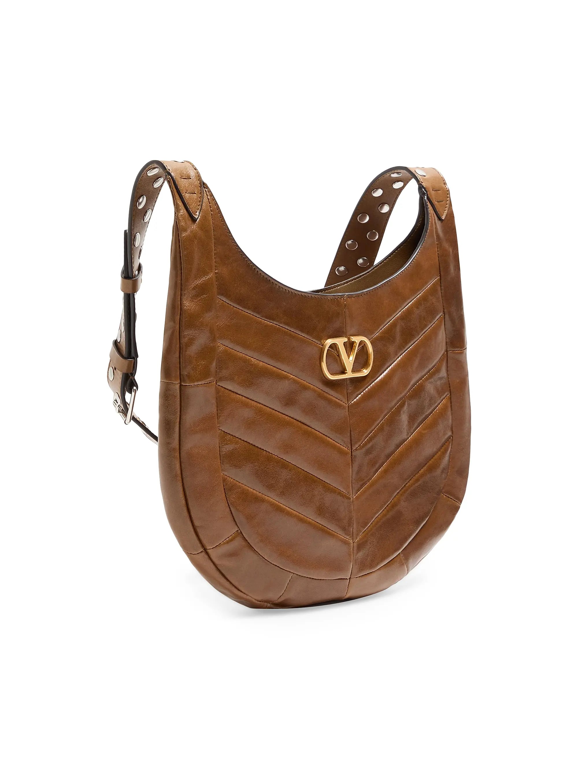 Valentino Garavani Hoboho Small Hobo Bag in Chevron-Patterned Nappa Leather