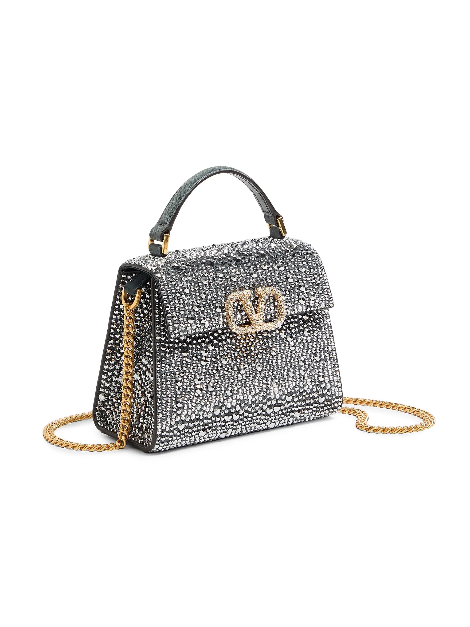 Valentino Garavani VSling Mini Top Handle Bag with Rhinestones and Jewel Logo