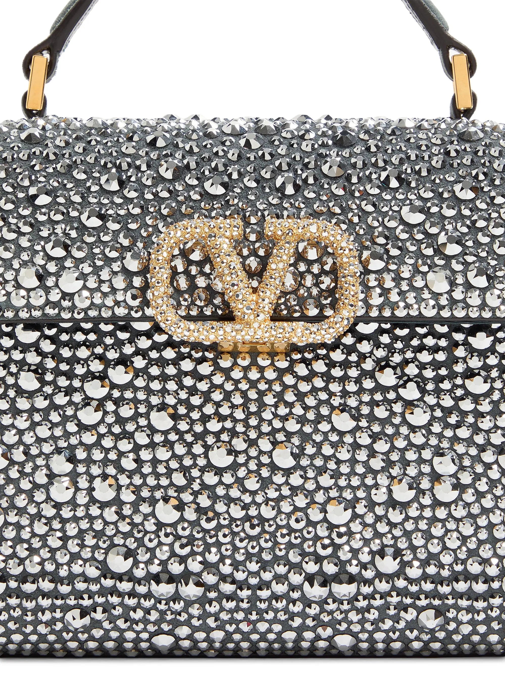 Valentino Garavani VSling Mini Top Handle Bag with Rhinestones and Jewel Logo