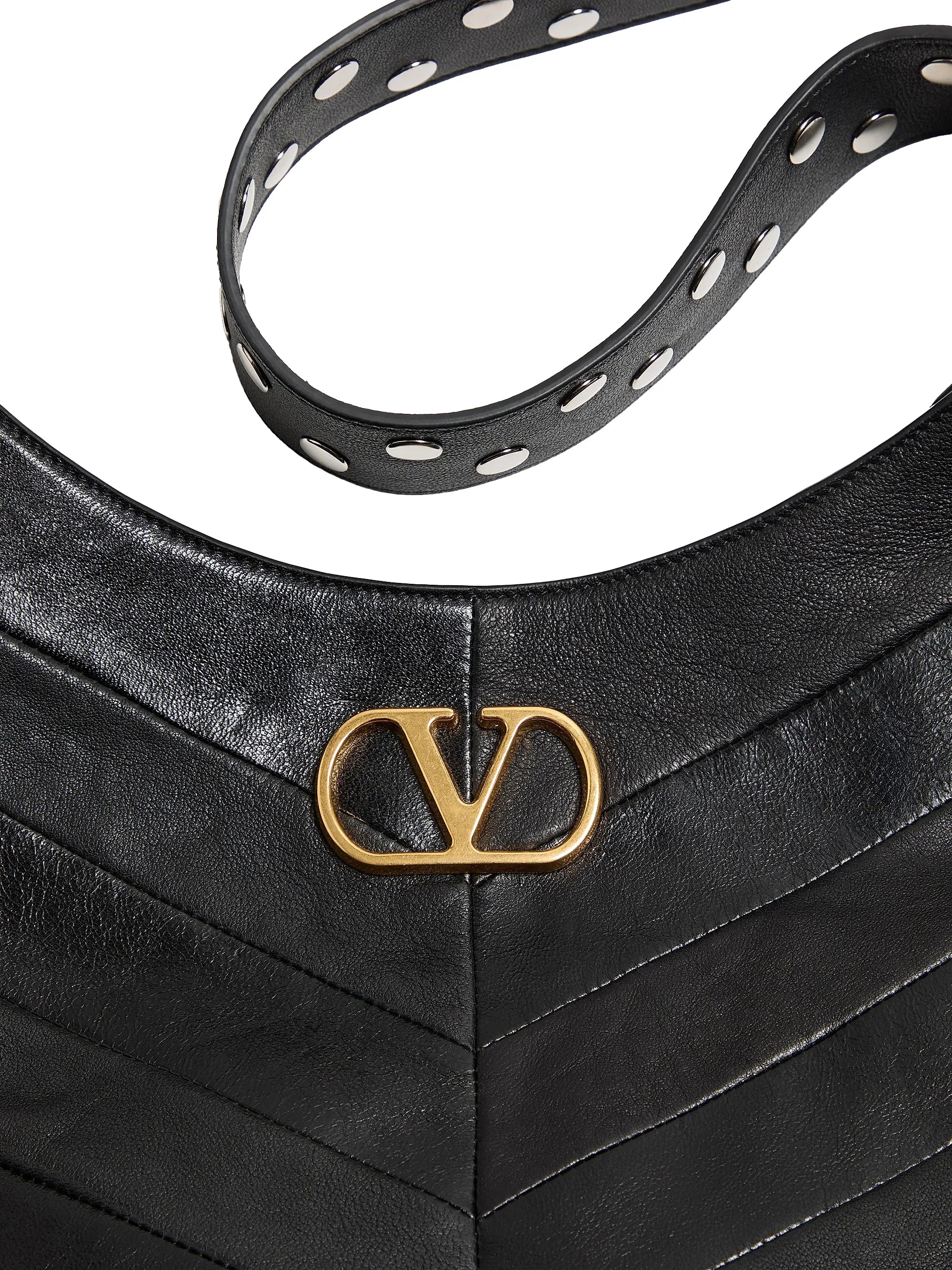 Valentino Garavani Hoboho Shoulder Bag in Nappa Leather with Chevron Pattern