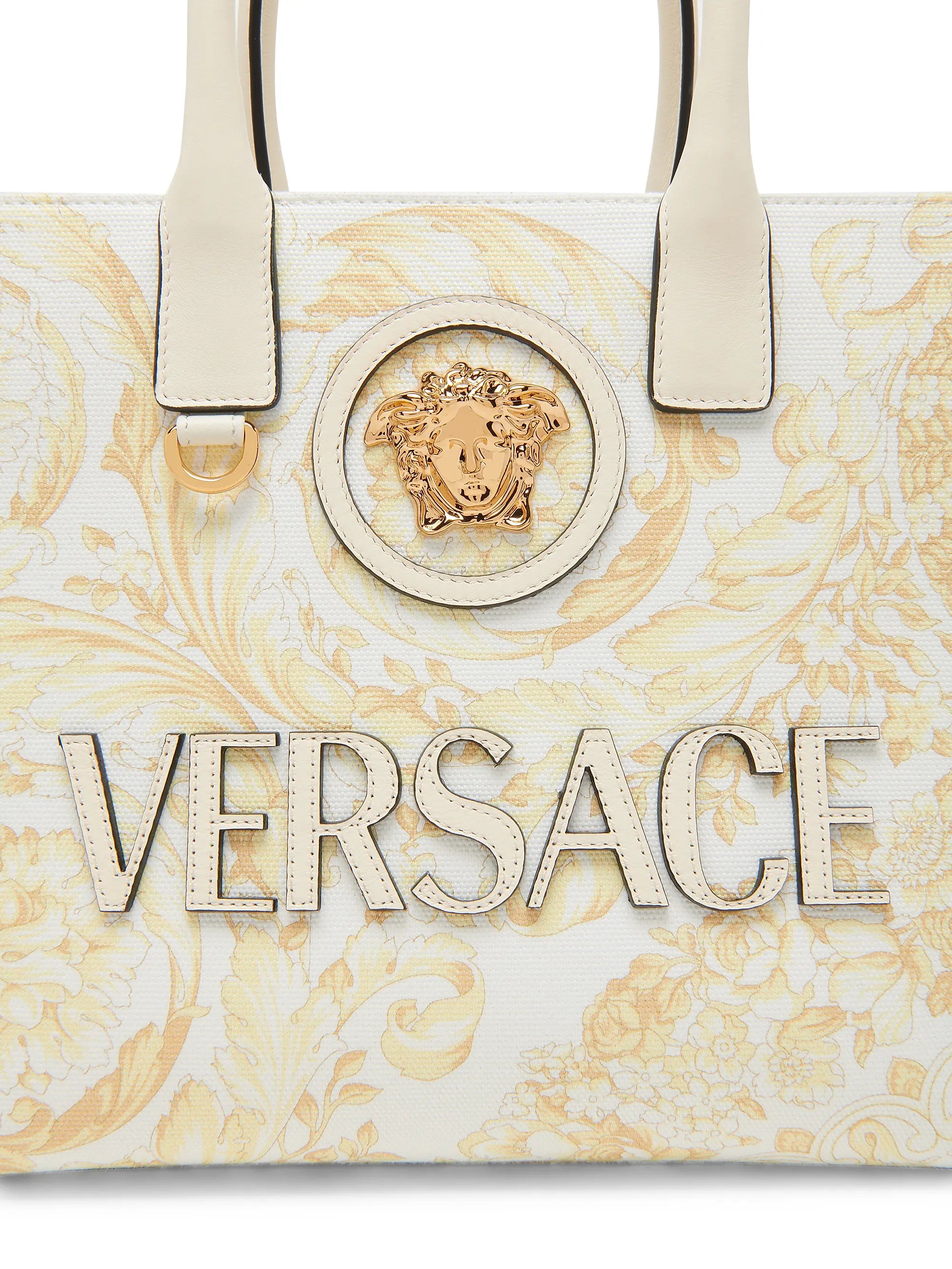 Versace Small Barocco-Print Logo Cotton Tote Bag