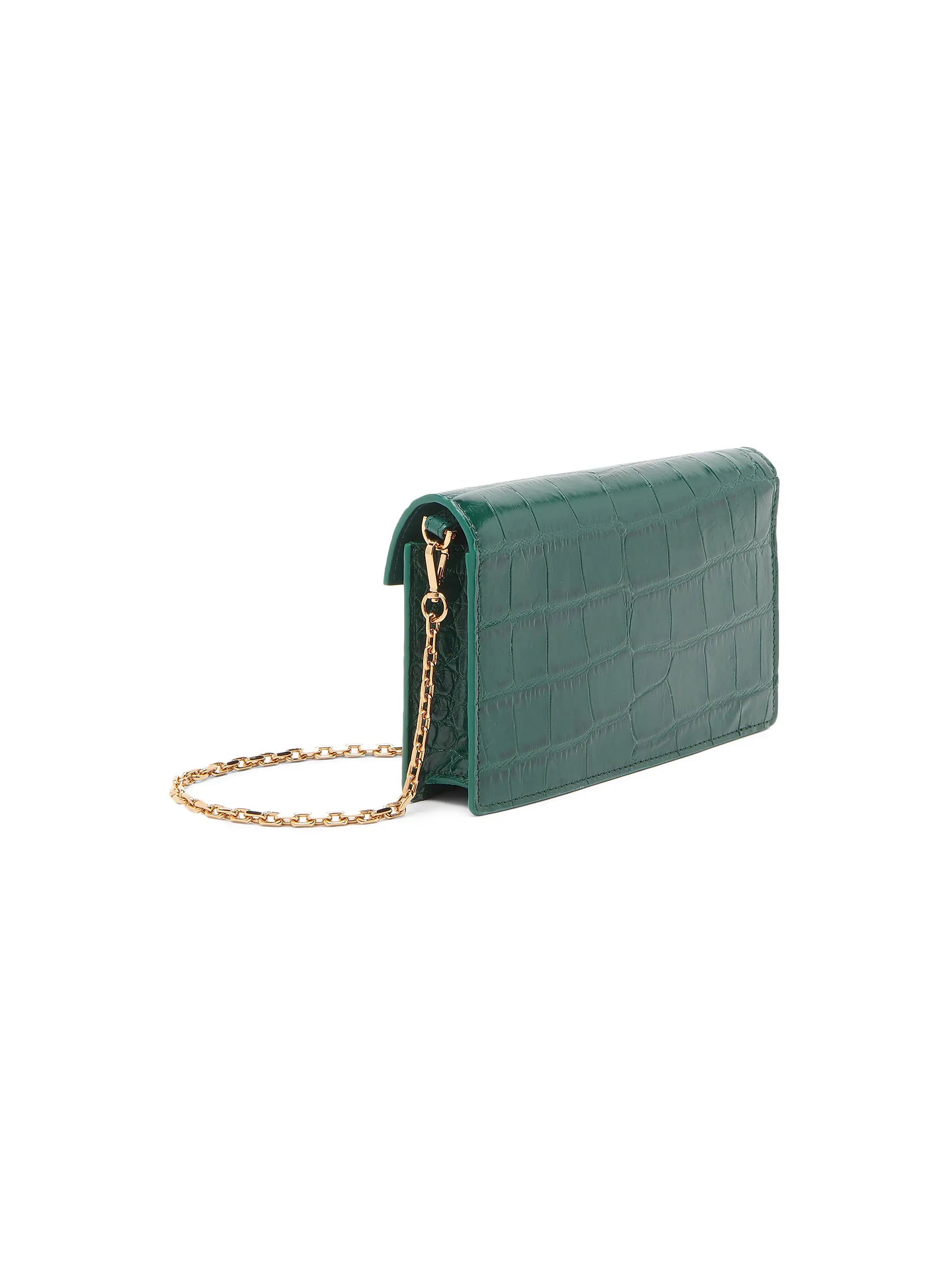 Versace Croc-Embossed Leather Wallet-On-Chain Shoulder Bag