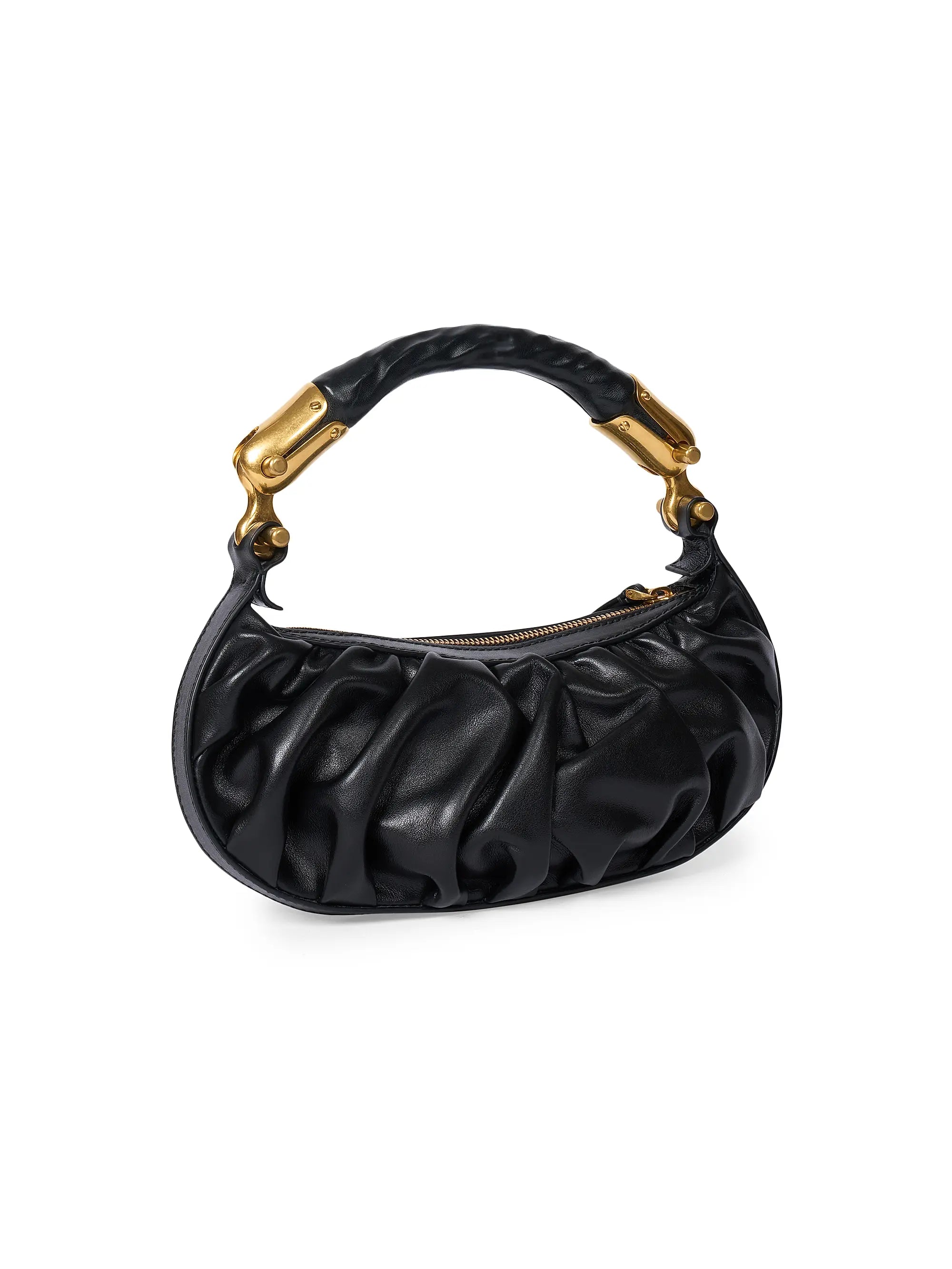 Balmain Mini Ebene Leather Top Handle Bag