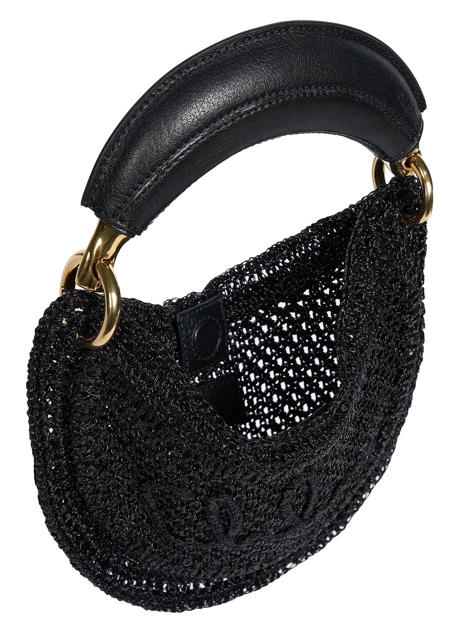 Chloé Mini Summer Banana Glitter Crochet Top Handle Bag