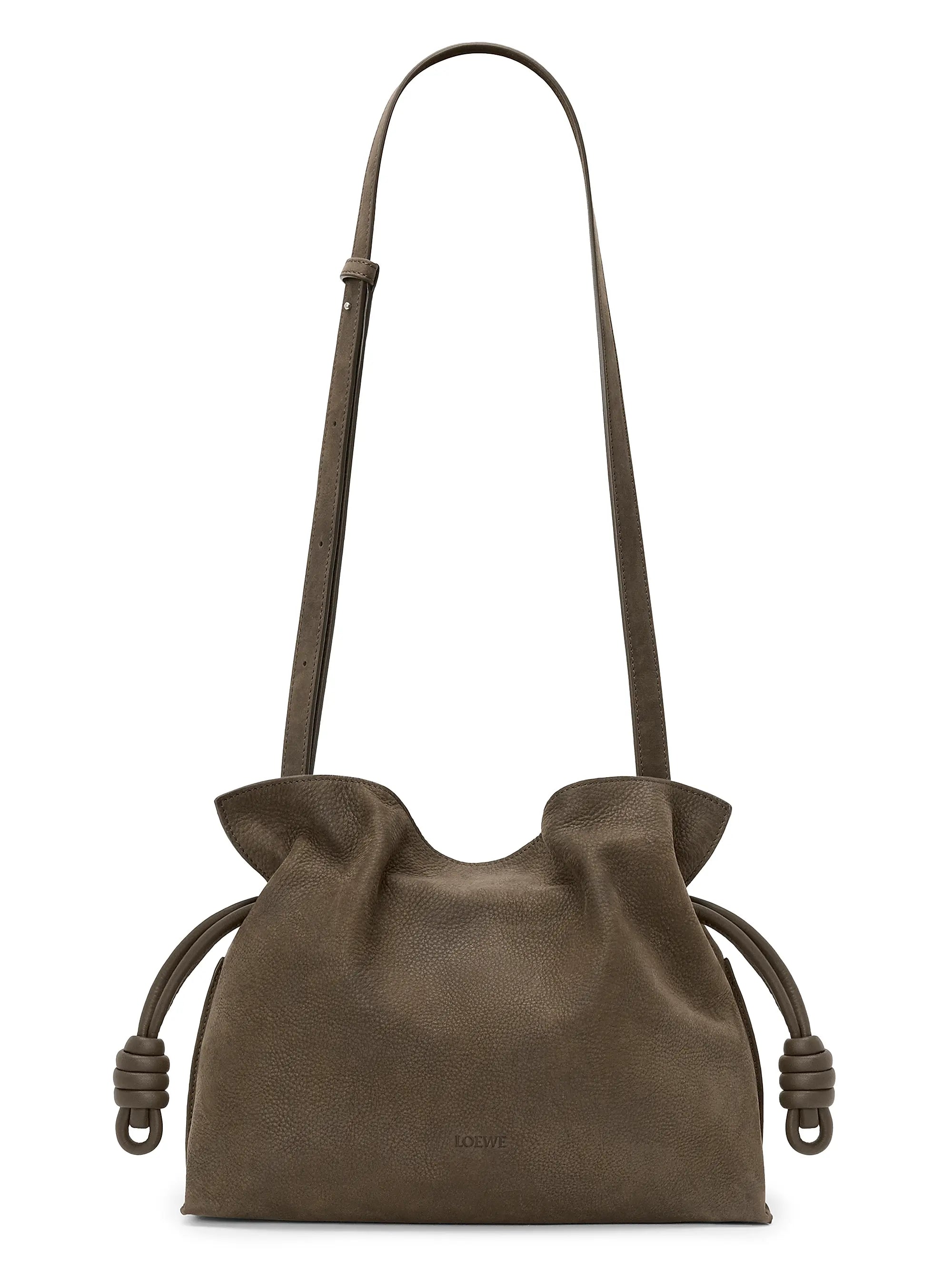 LOEWE Medium Flamenco Drawstring Grained Leather Clutch