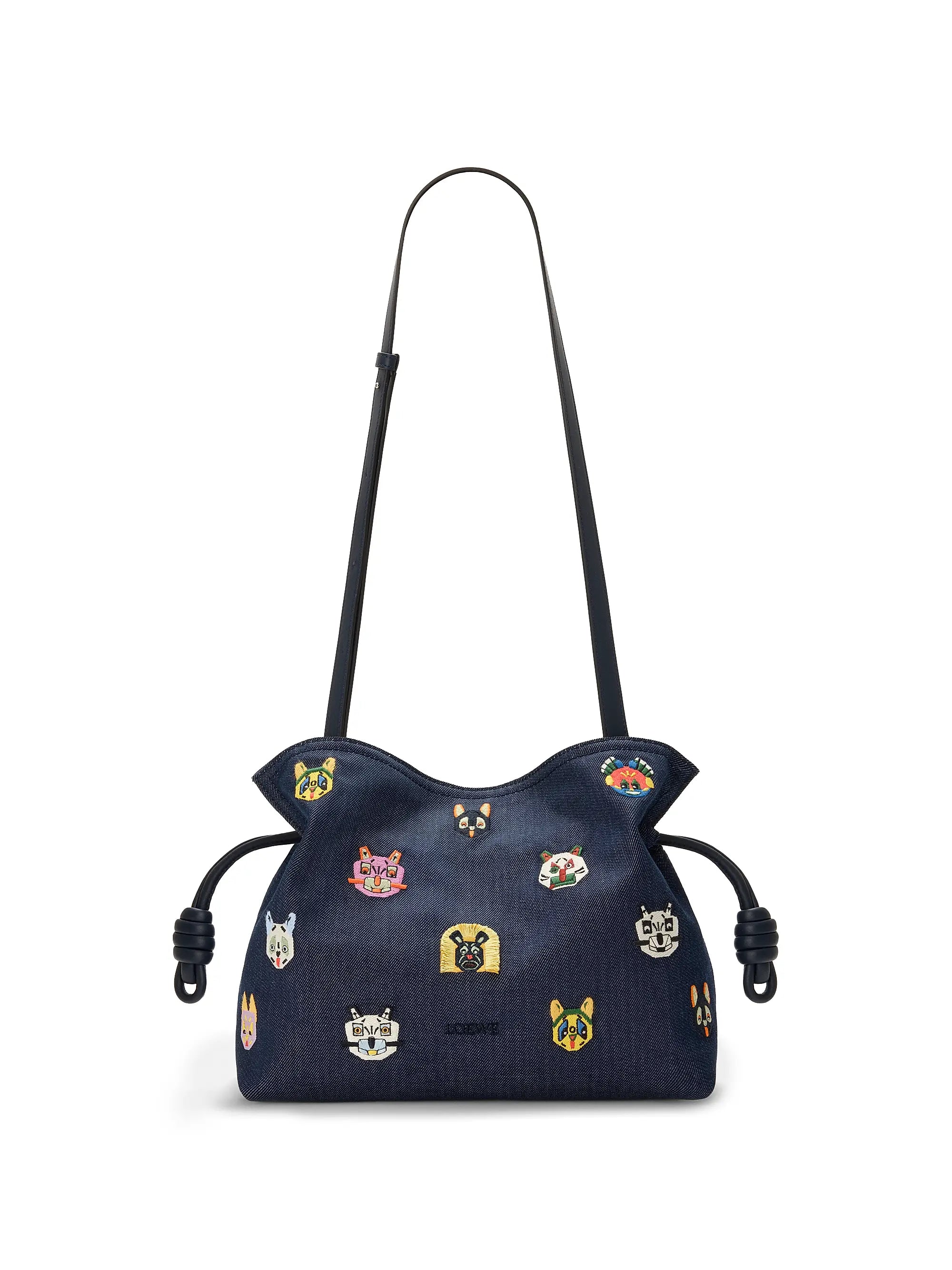 LOEWE LOEWE x Louis Wain Medium Cats Flamenco Embroidered Denim Clutch