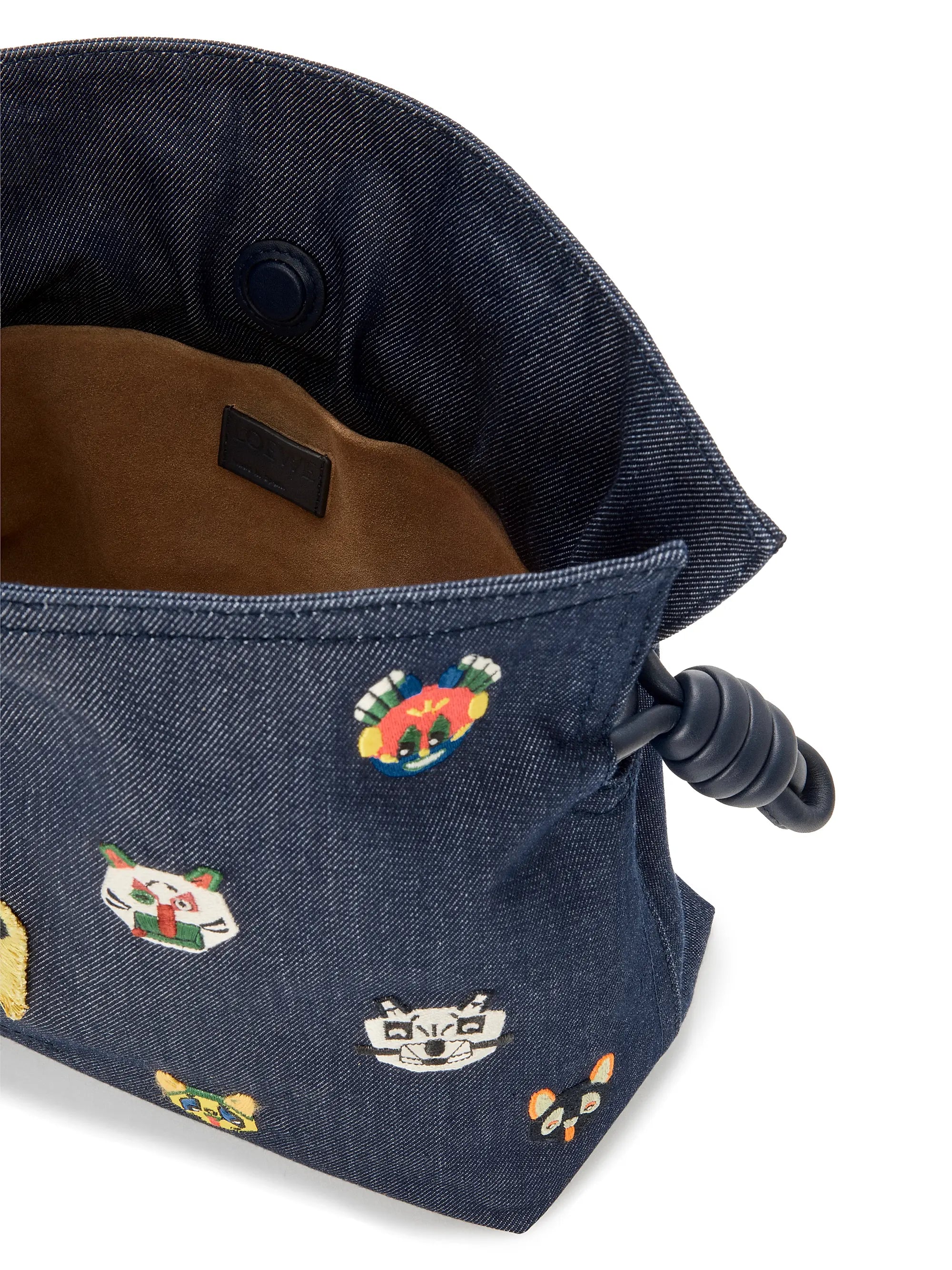 LOEWE LOEWE x Louis Wain Medium Cats Flamenco Embroidered Denim Clutch