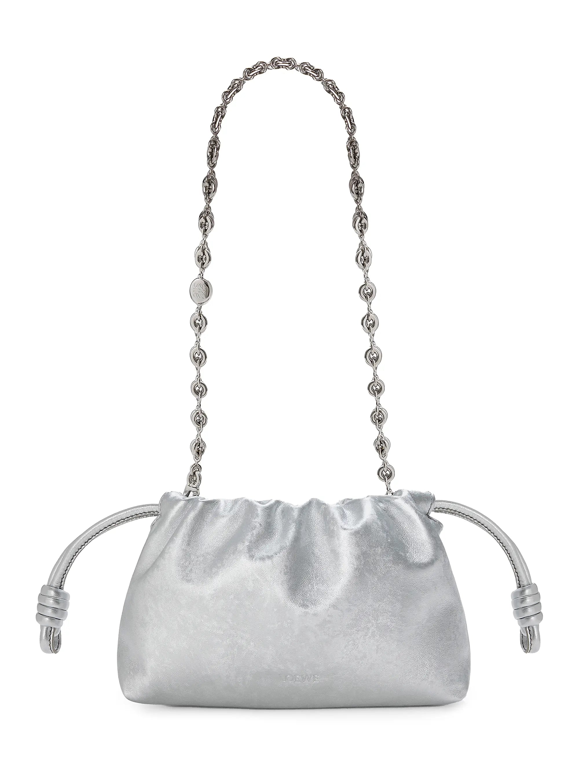 LOEWE Mini Flamenco Metallic Leather Clutch