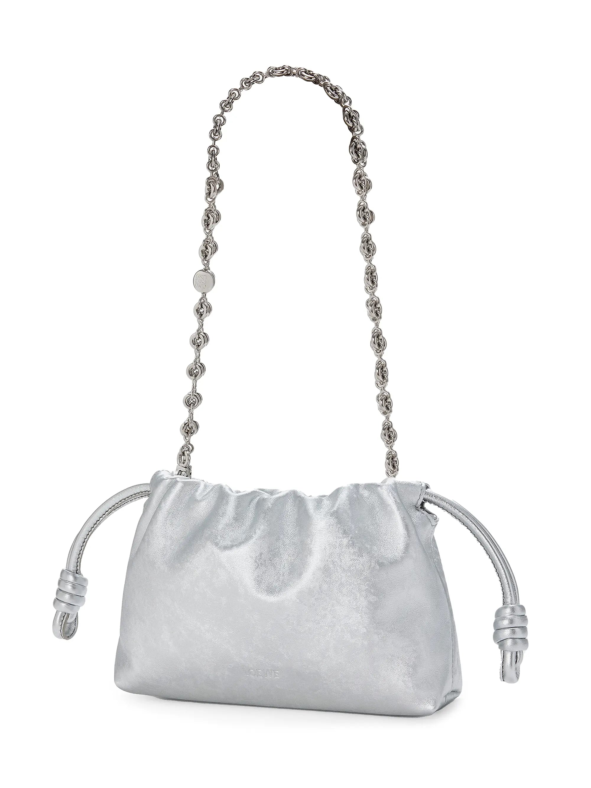LOEWE Mini Flamenco Metallic Leather Clutch