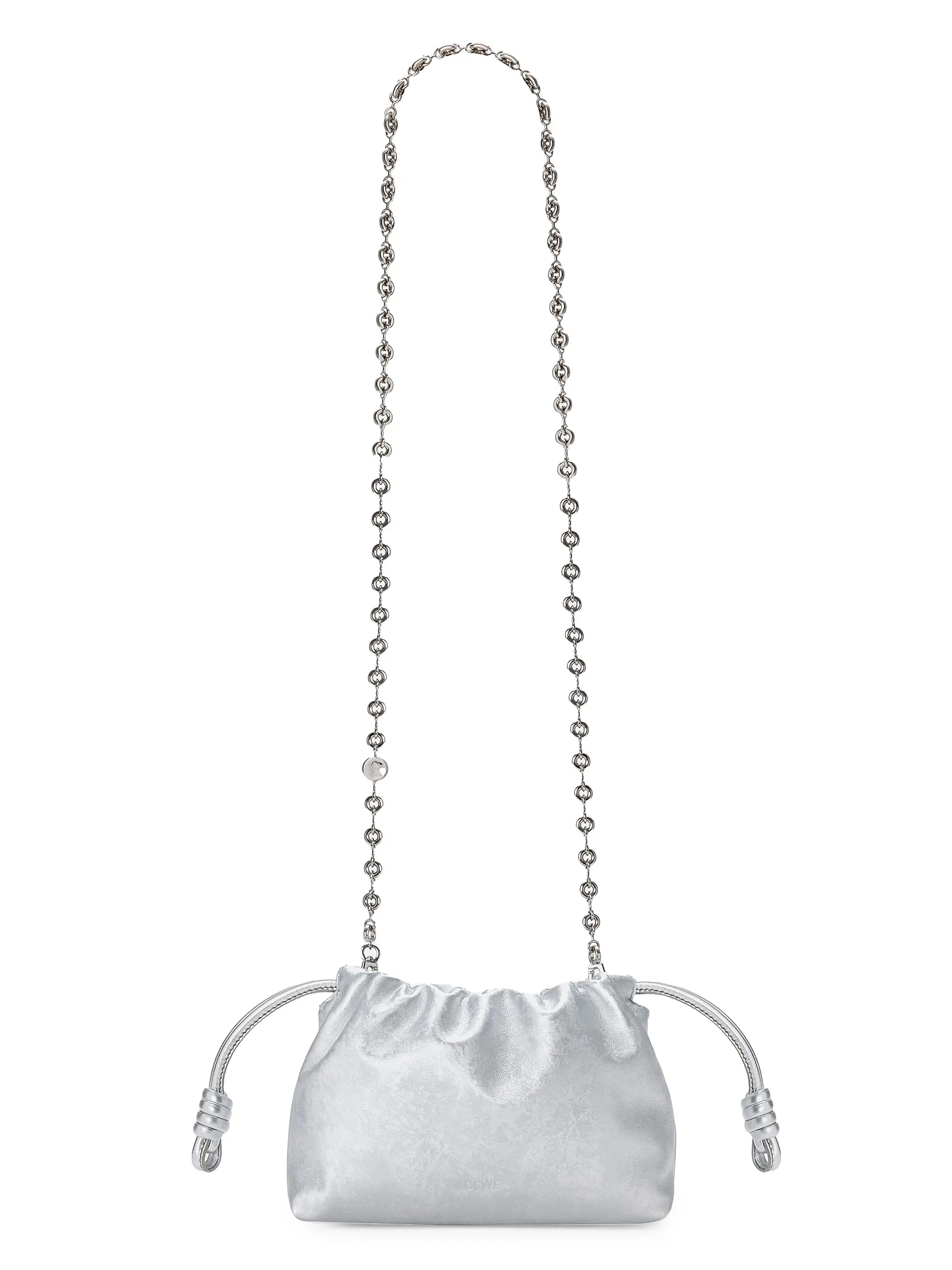 LOEWE Mini Flamenco Metallic Leather Clutch