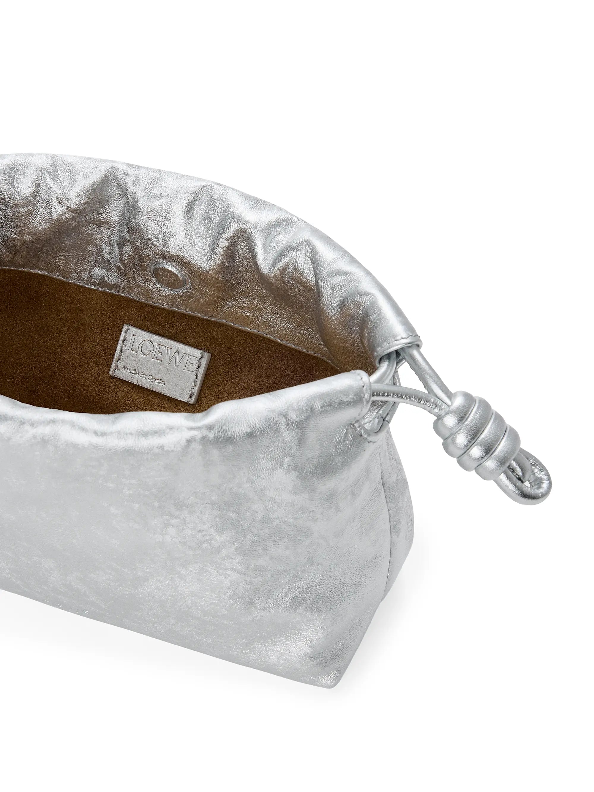 LOEWE Mini Flamenco Metallic Leather Clutch