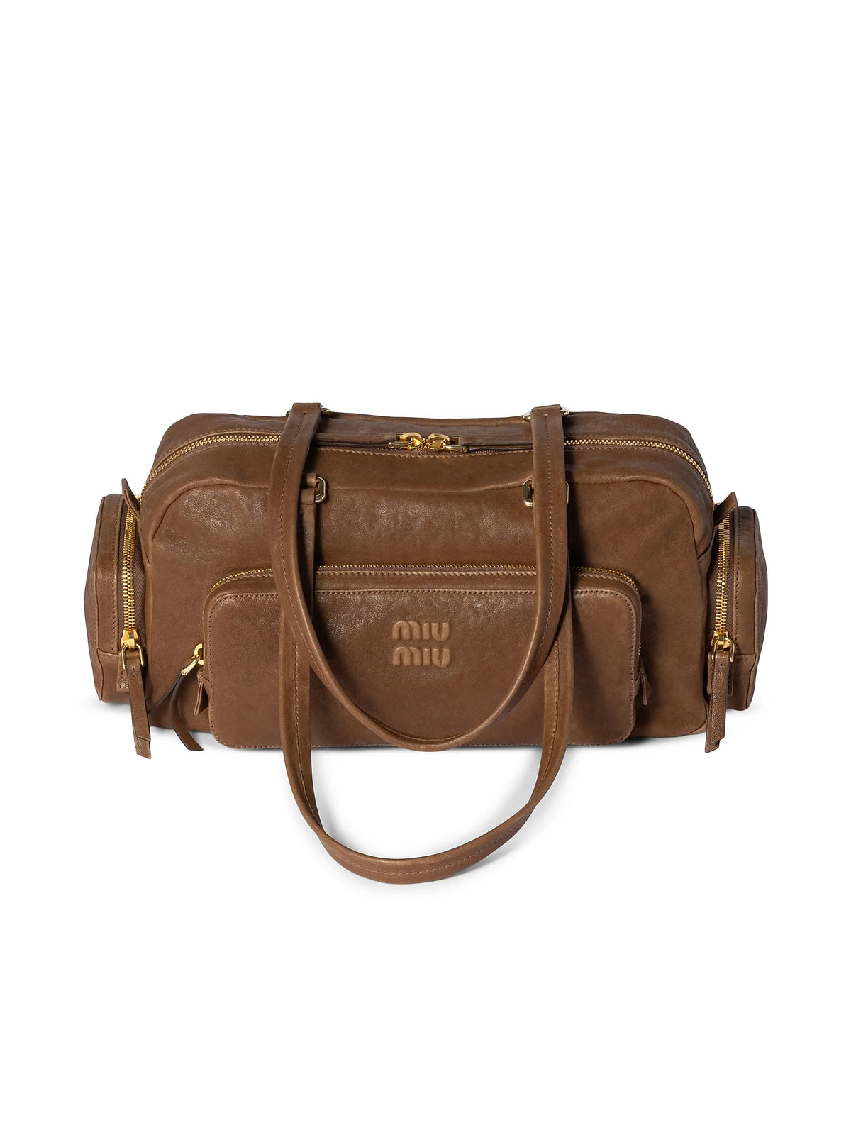 Miu Miu Pocket Washed Nappa Leather Shoulder Bag