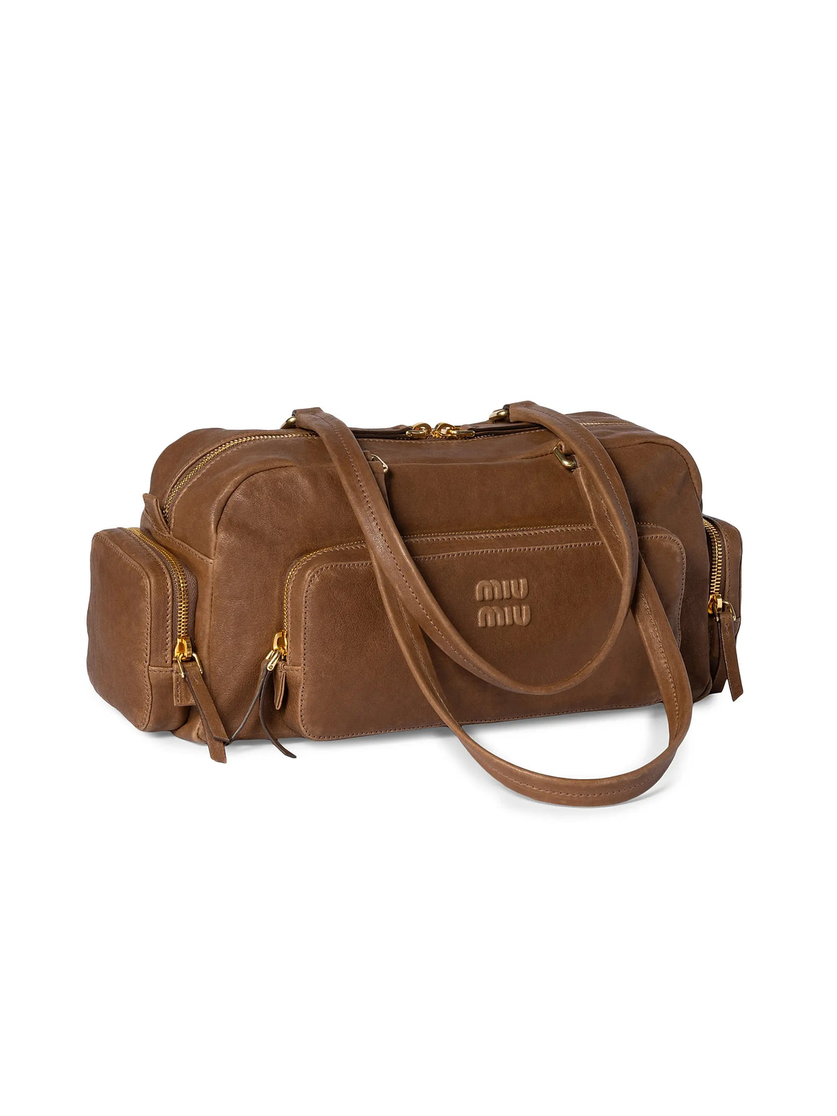 Miu Miu Pocket Washed Nappa Leather Shoulder Bag