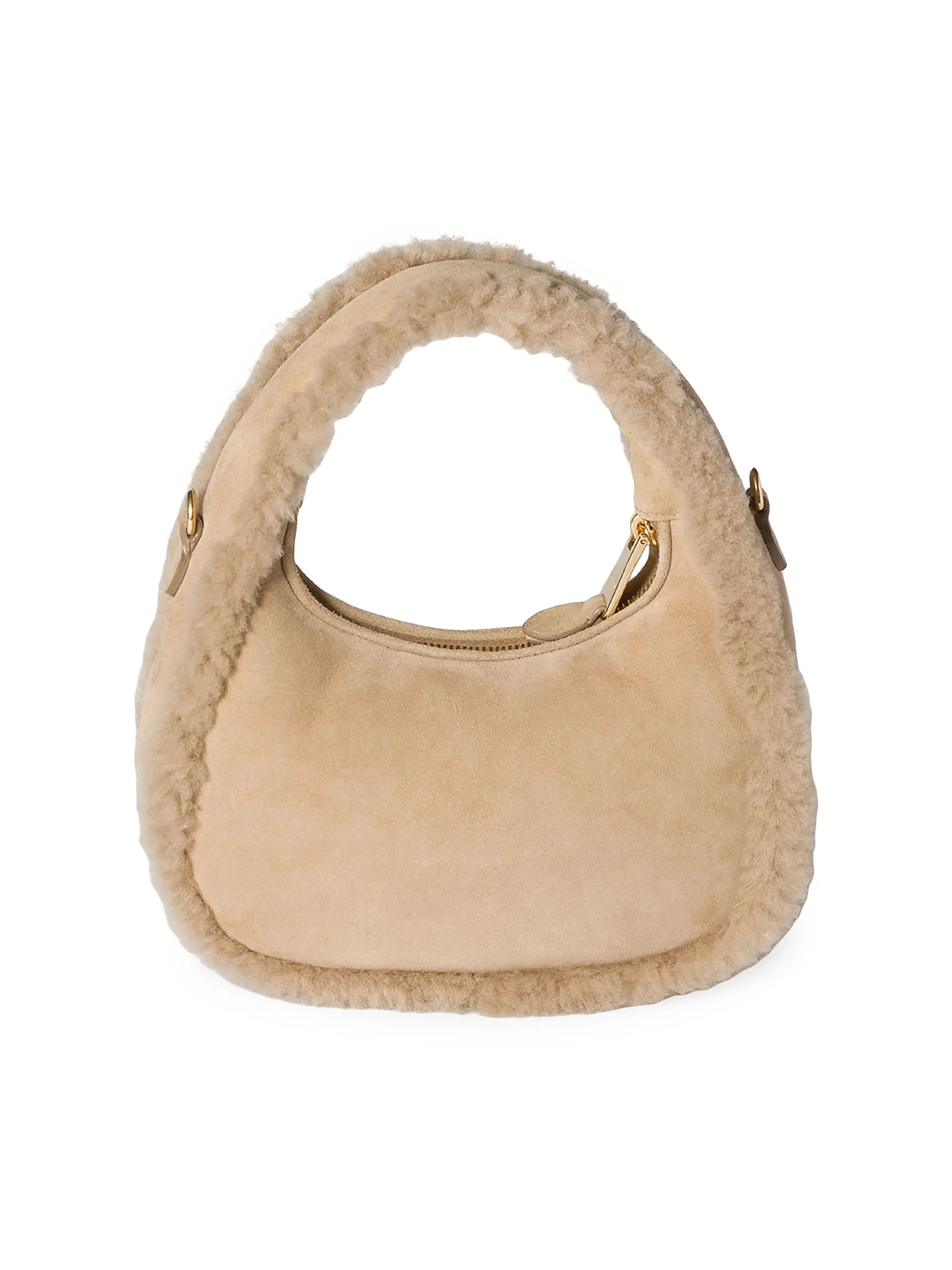 Miu Miu Wander Shearling Top Handle Bag