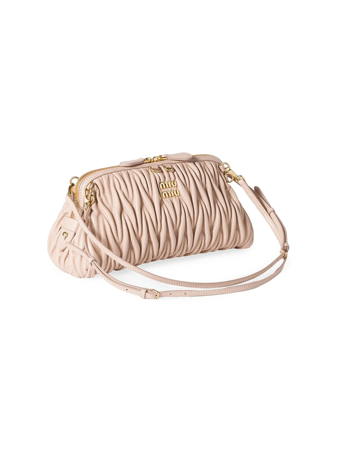 Women's Miu Miu Matelassé Nappa Leather Shoulder Bag, worn