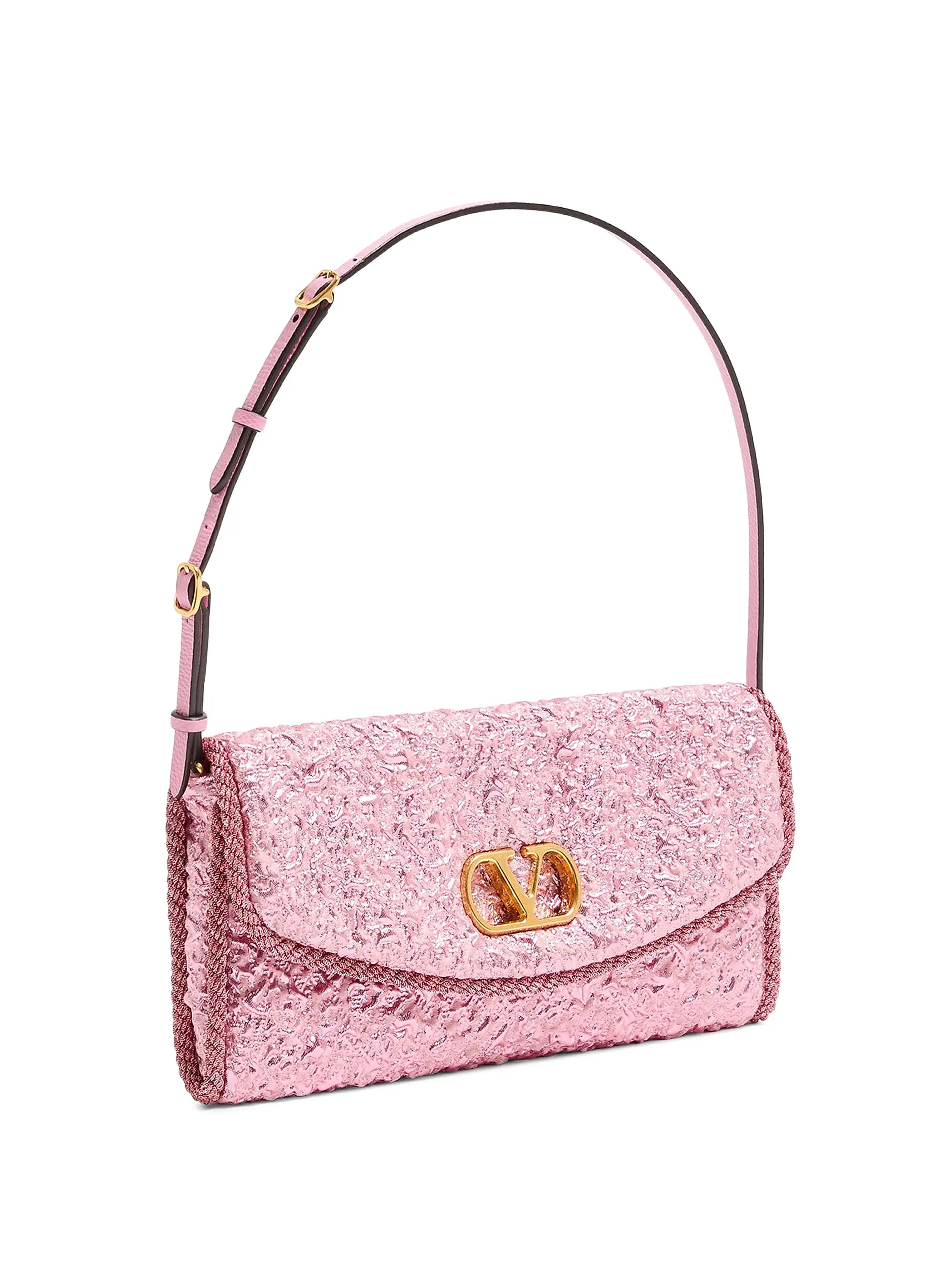 Valentino Garavani Devain Small Shoulder Bag in Cloqué Jacquard Fabric
