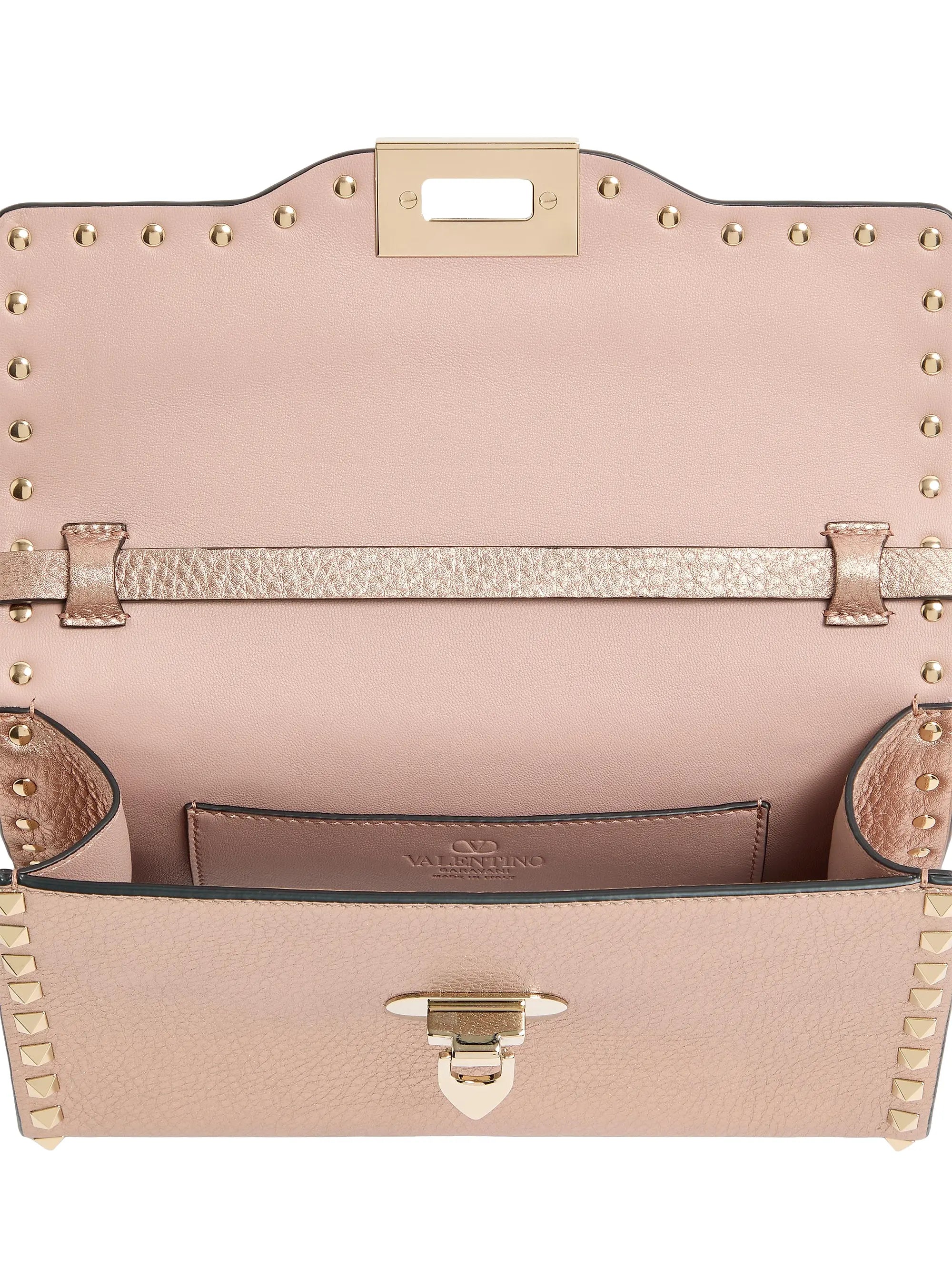 Valentino Garavani Rockstud Small Crossbody Bag in Laminated Grainy Calfskin Leather