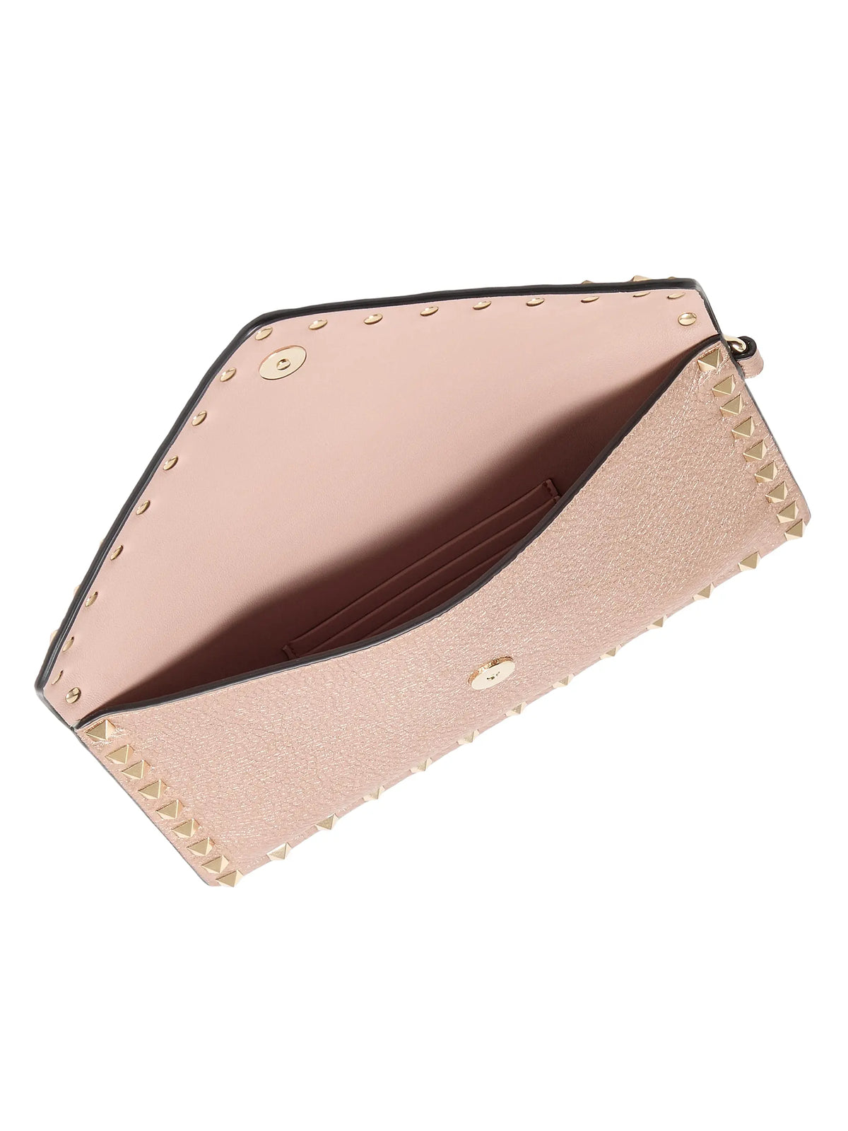 Valentino Garavani Rockstud Laminated Grainy Calfskin Clutch Bag