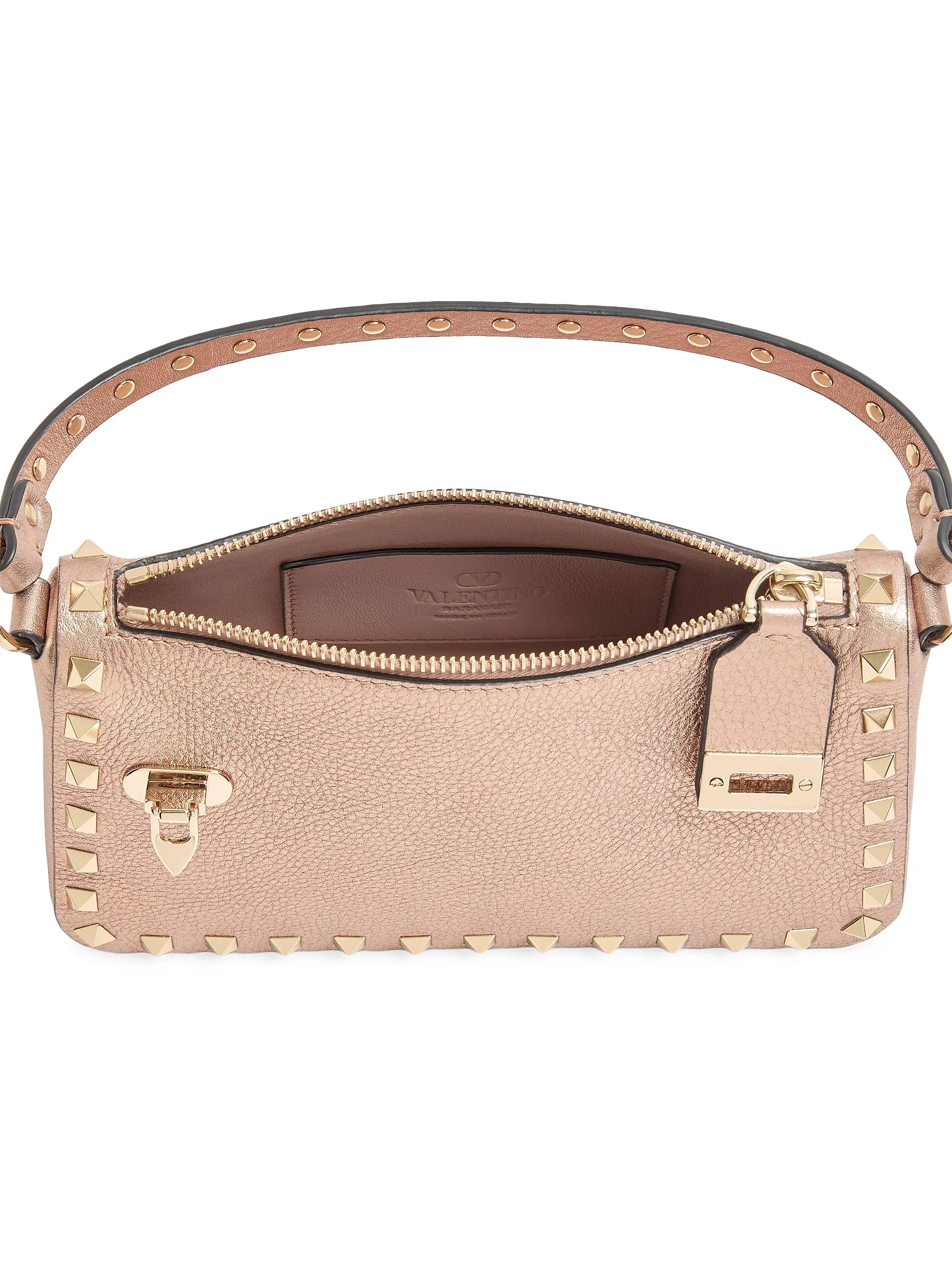 Valentino Garavani Rockstud Small Crossbody Bag in Laminated Grainy Calfskin Leather