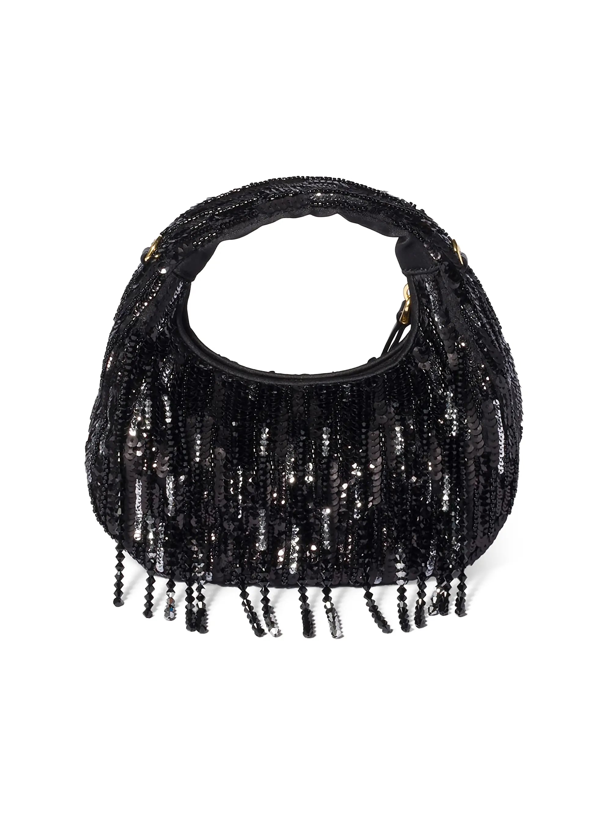 Miu Miu Wander Satin Mini-Bag with Crystal and Sequin Fringe