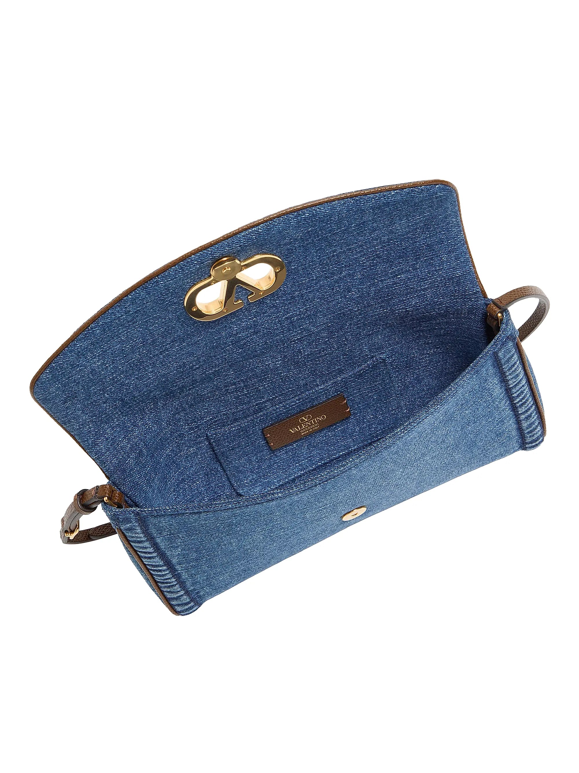 Valentino Garavani DeVain Small Denim Shoulder Bag