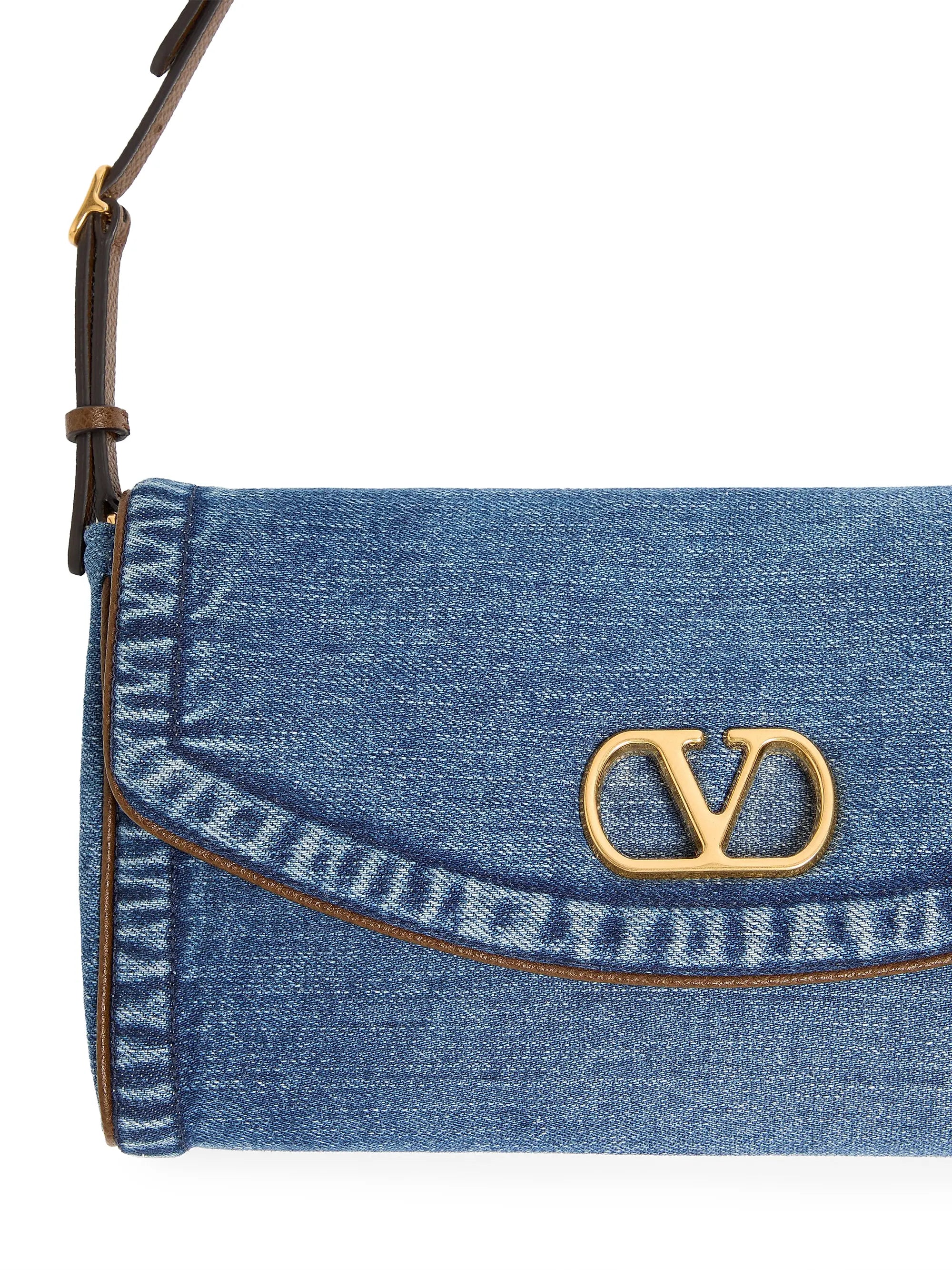 Valentino Garavani DeVain Small Denim Shoulder Bag