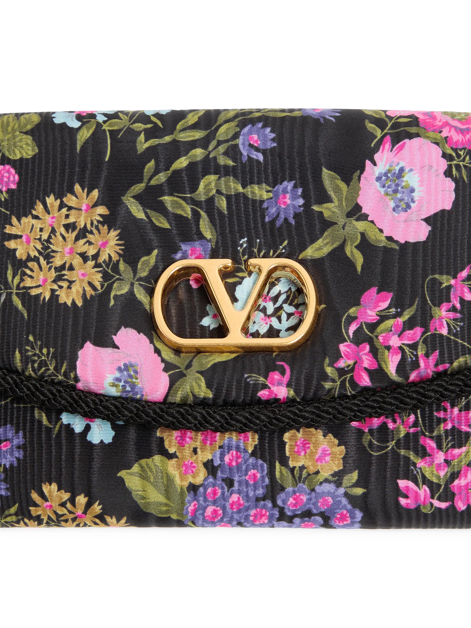 Valentino Garavani DeVain Small Shoulder Bag in Moiré Papier Floral Fabric