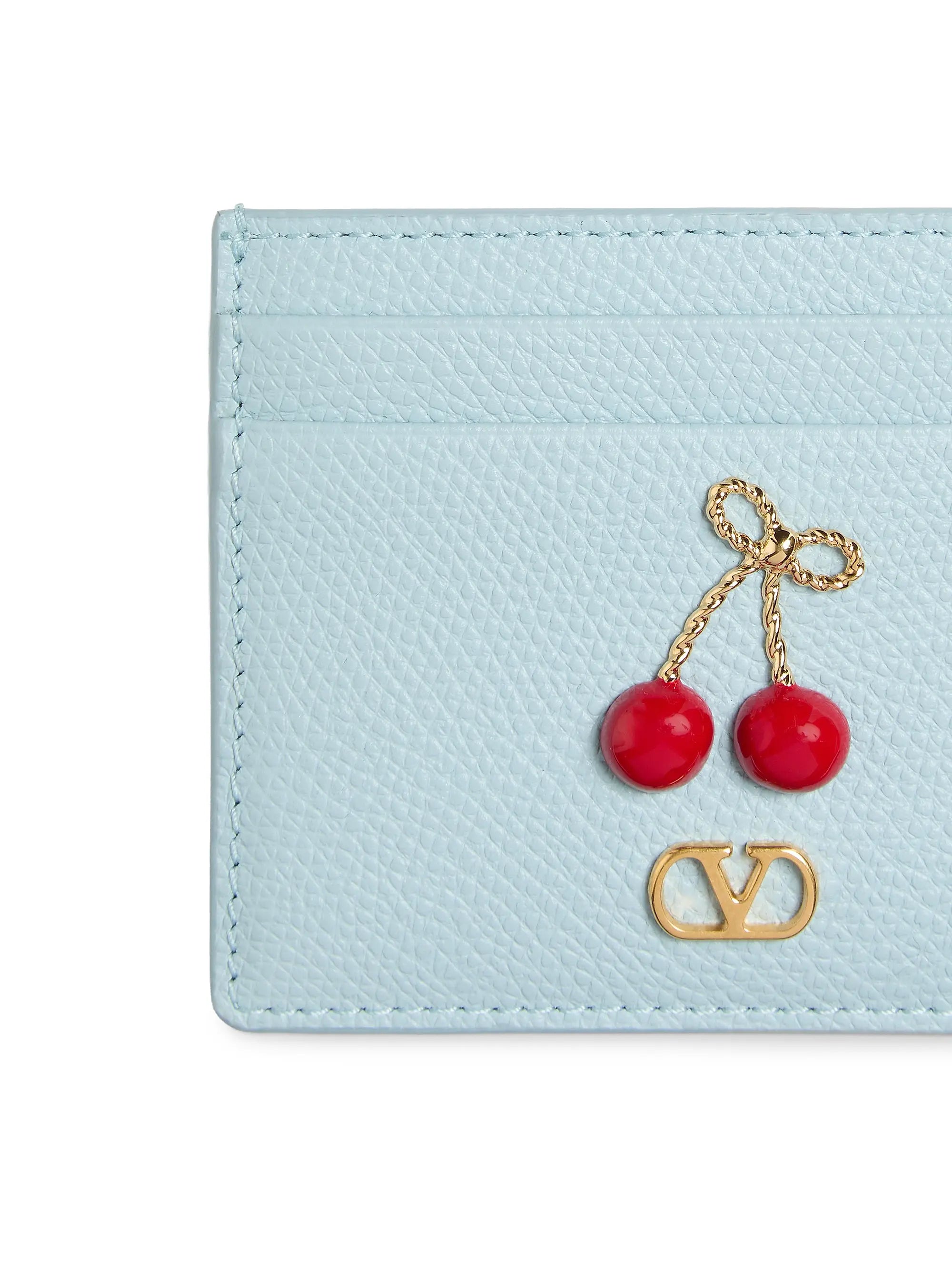 Valentino Garavani Cherryfic Card Holder in Grainy Calfskin