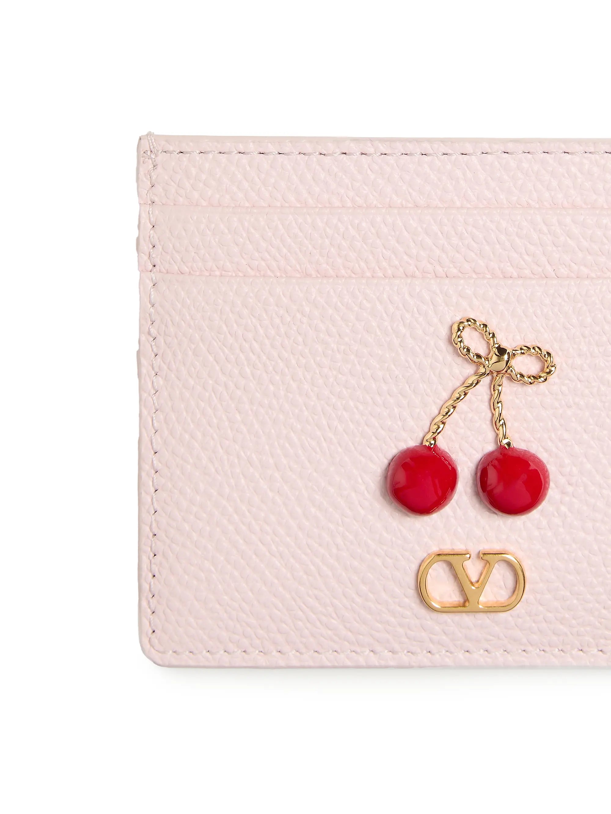 Valentino Garavani Cherryfic Card Holder in Grainy Calfskin