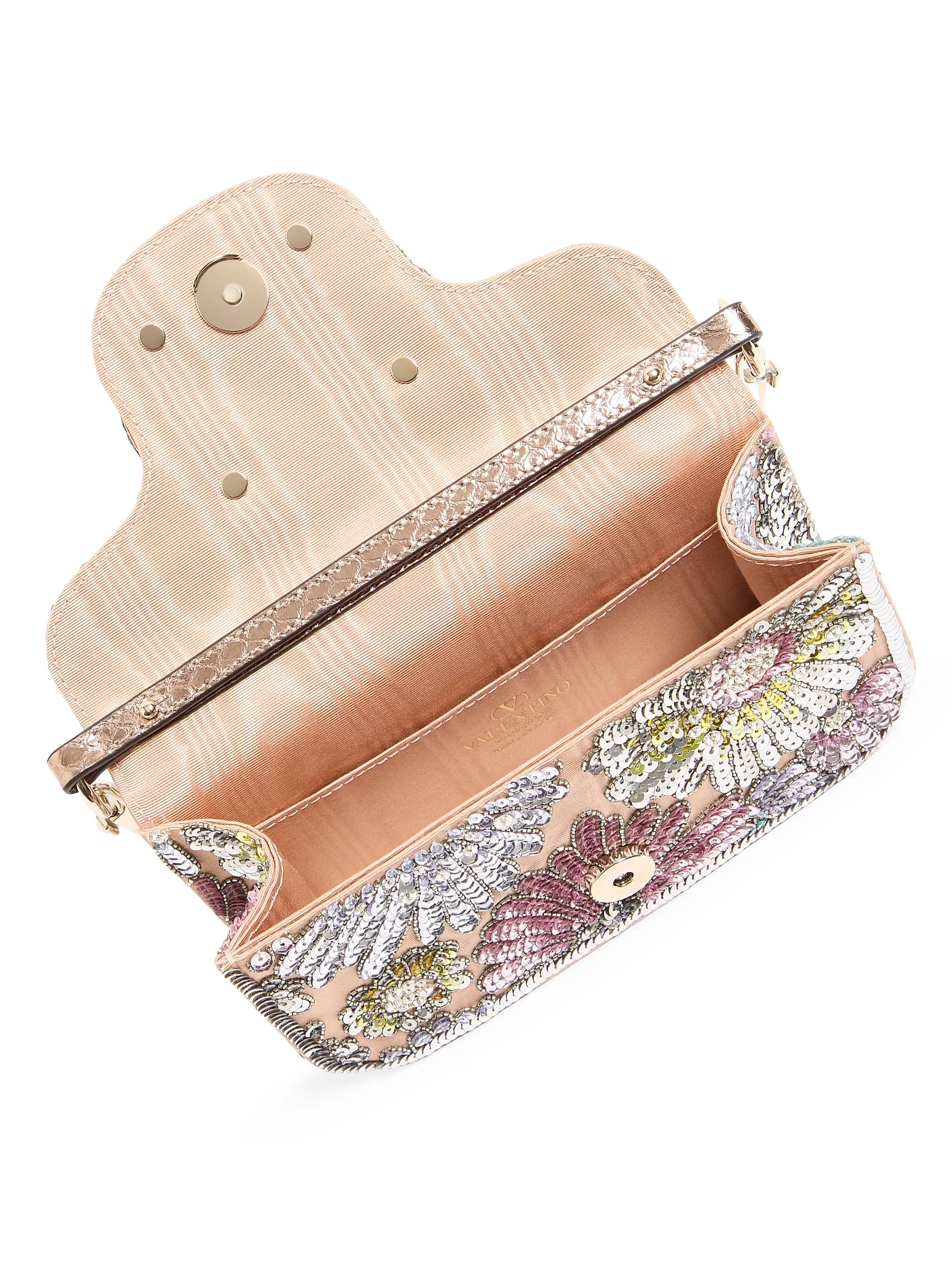 Valentino Garavani Locò Small Embroidered Shoulder Bag with Jewel Logo