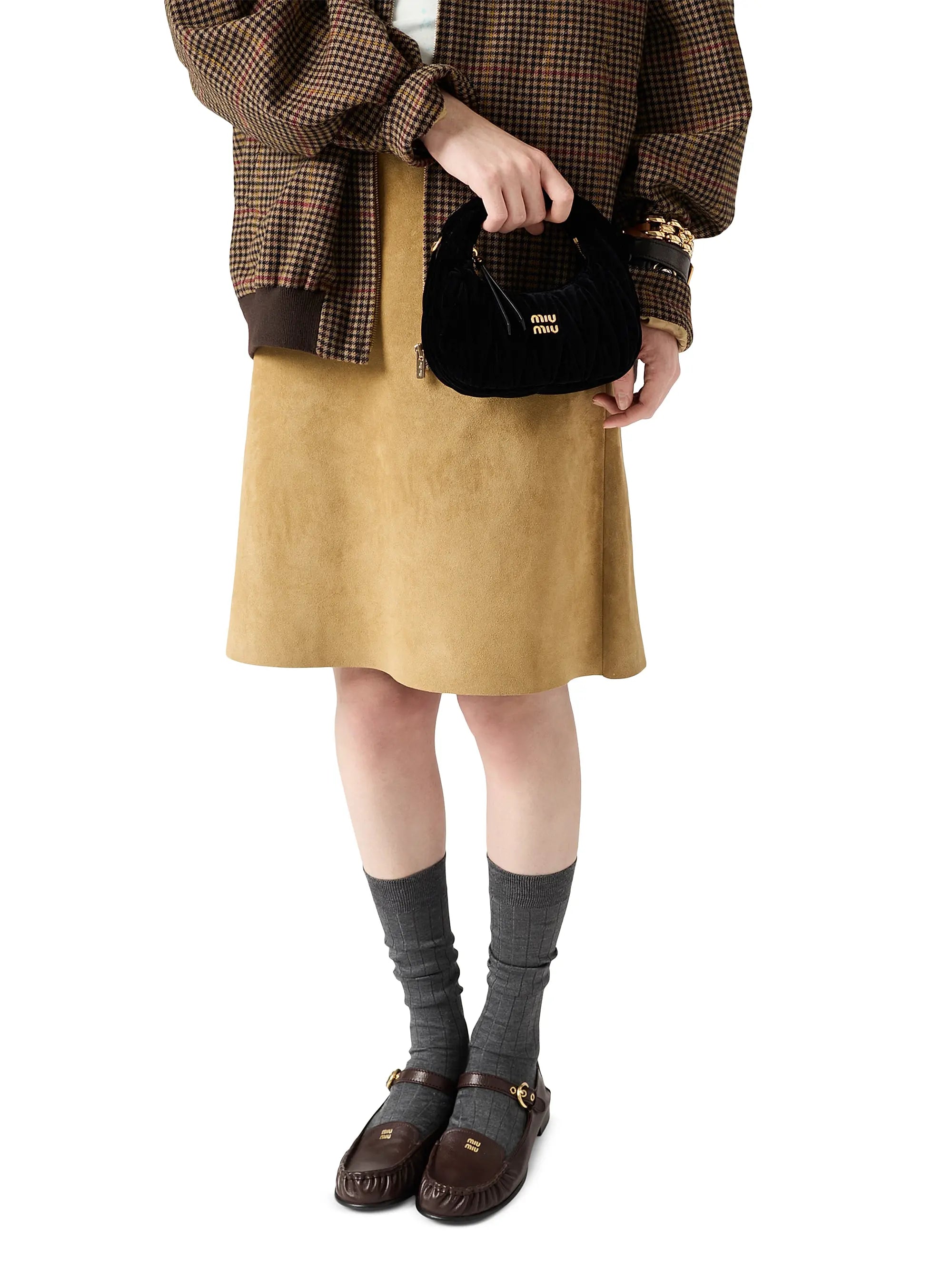 Miu Miu Wander Matelassé Velvet Mini Top Handle Bag