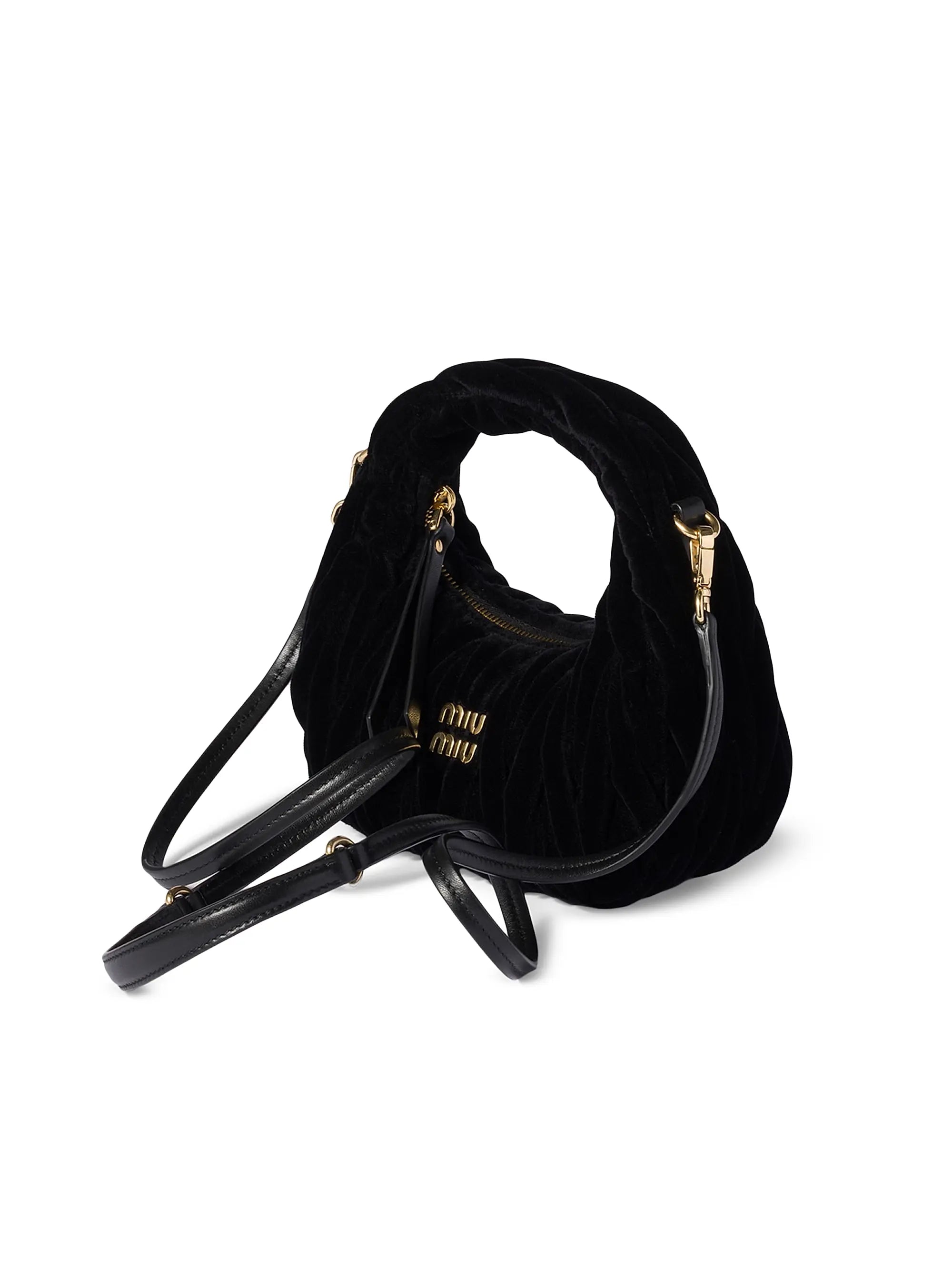 Miu Miu Wander Matelassé Velvet Mini Top Handle Bag