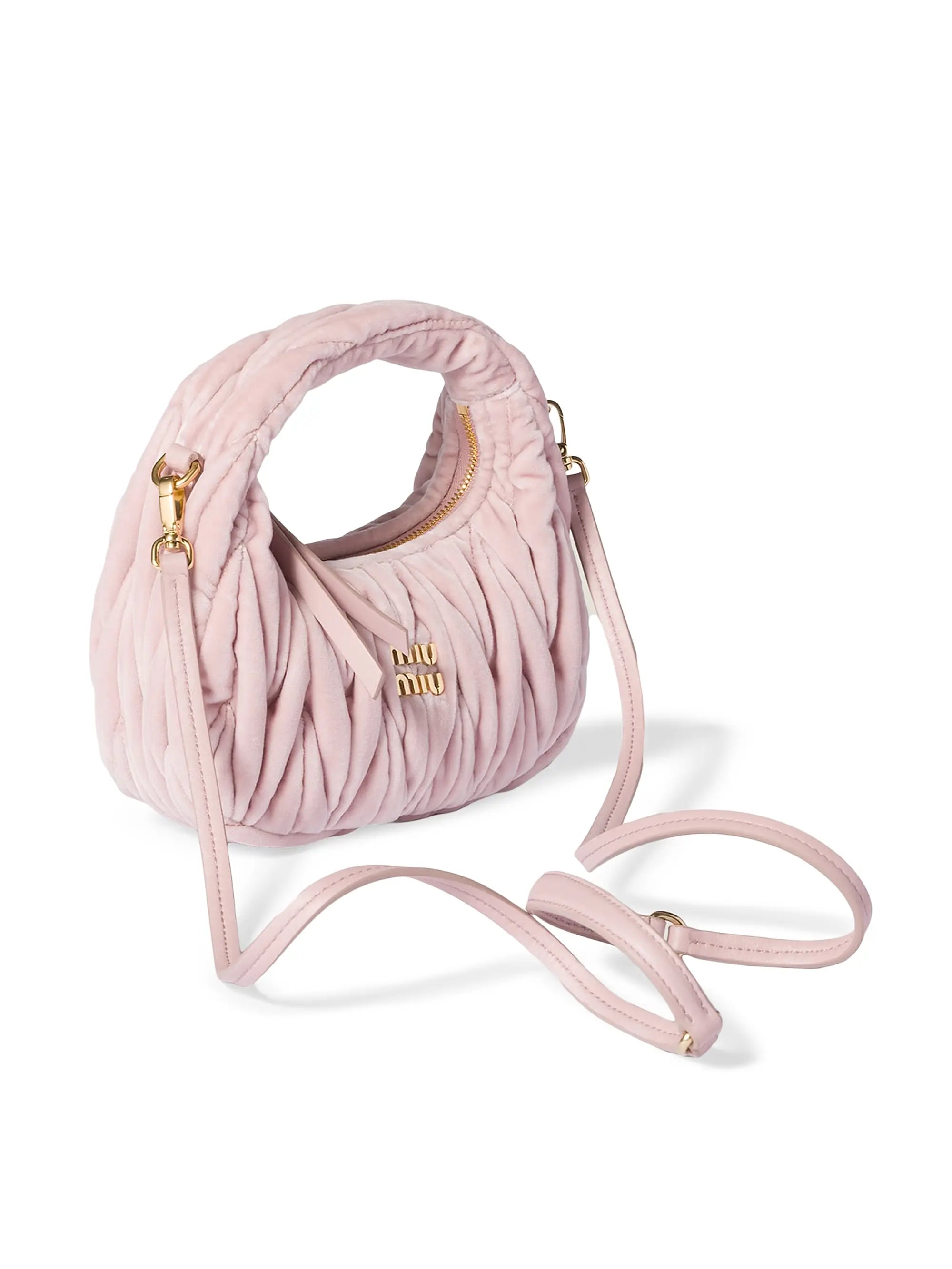 Miu Miu Wander Matelassé Velvet Mini Top Handle Bag