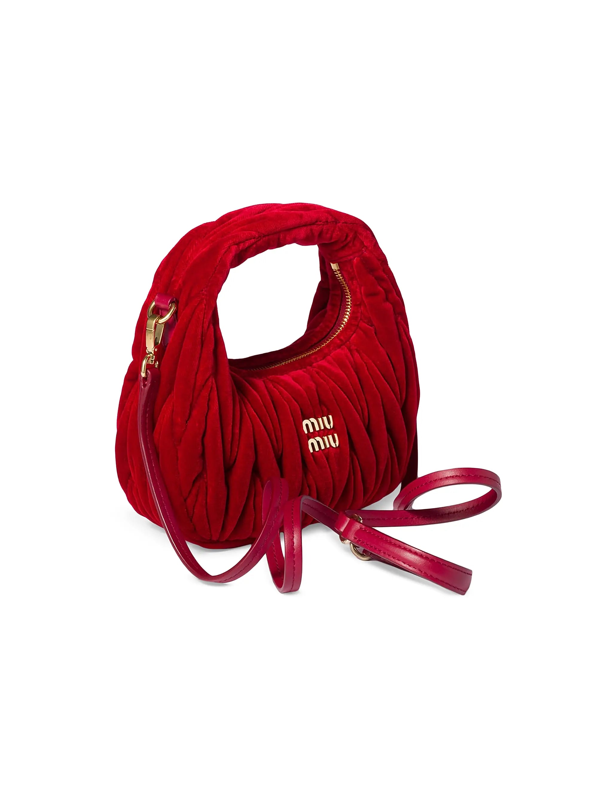 Miu Miu Wander Matelassé Velvet Mini Top Handle Bag