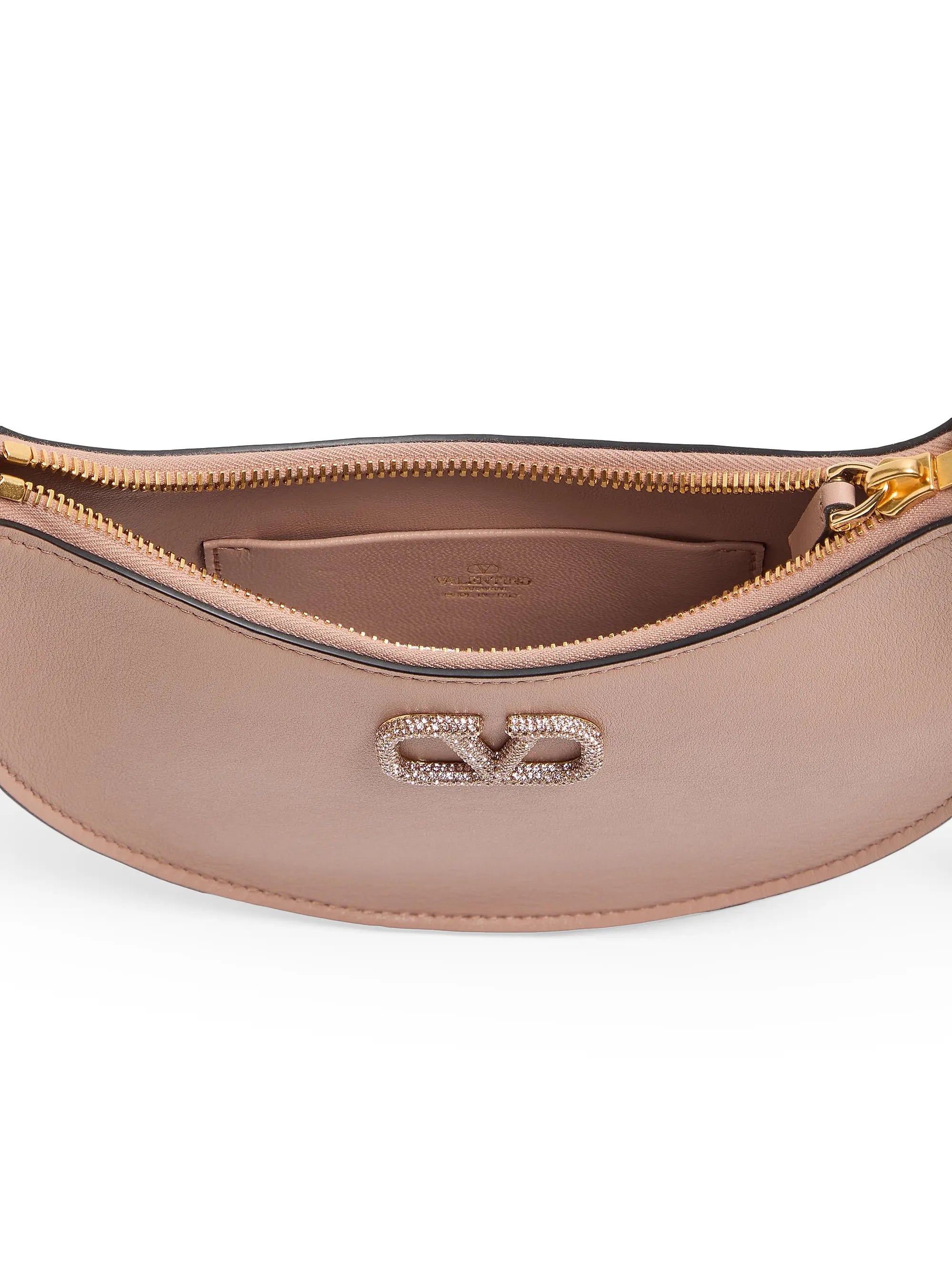 Valentino Garavani VLogo Signature Calfskin Hobo Mini Bag with Jewel Logo
