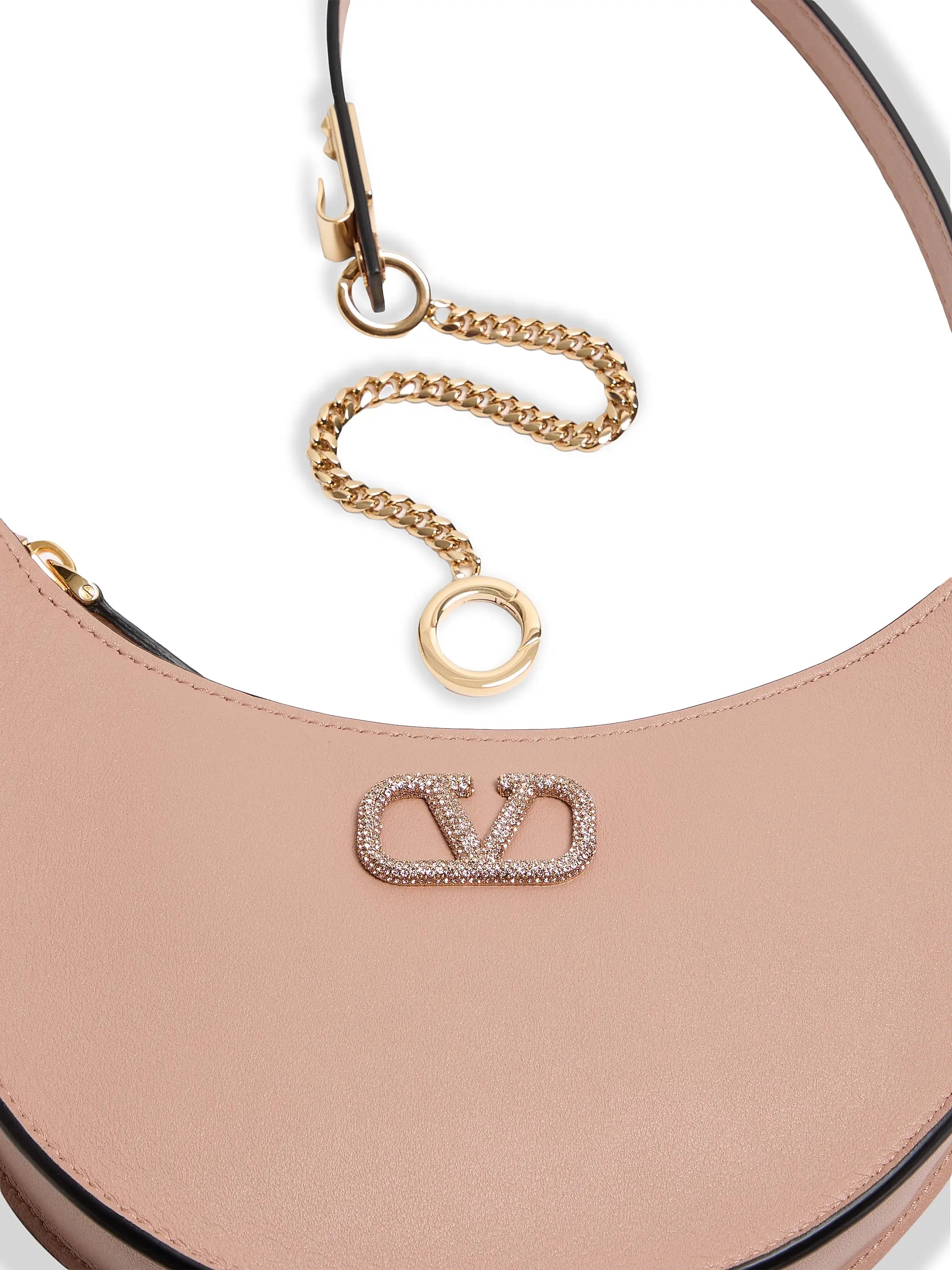 Valentino Garavani VLogo Signature Calfskin Hobo Mini Bag with Jewel Logo