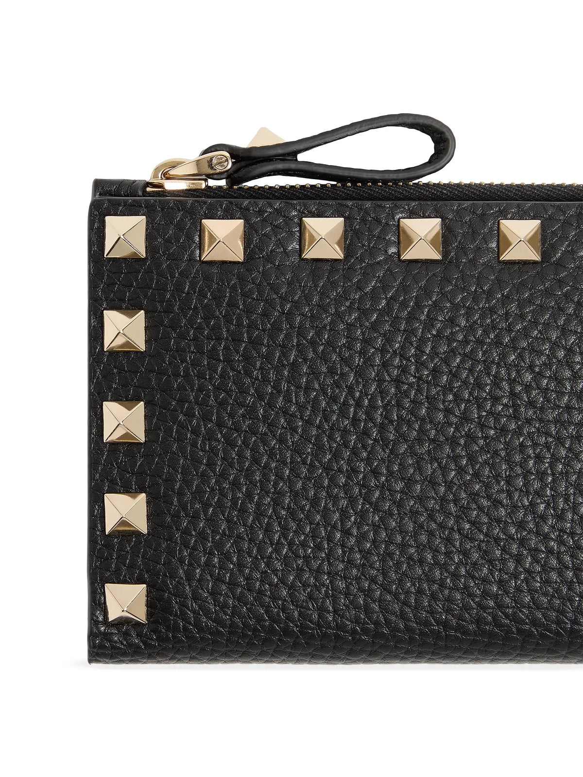 Valentino Garavani Rockstud Grainy Calfskin Cardholder with Zipper