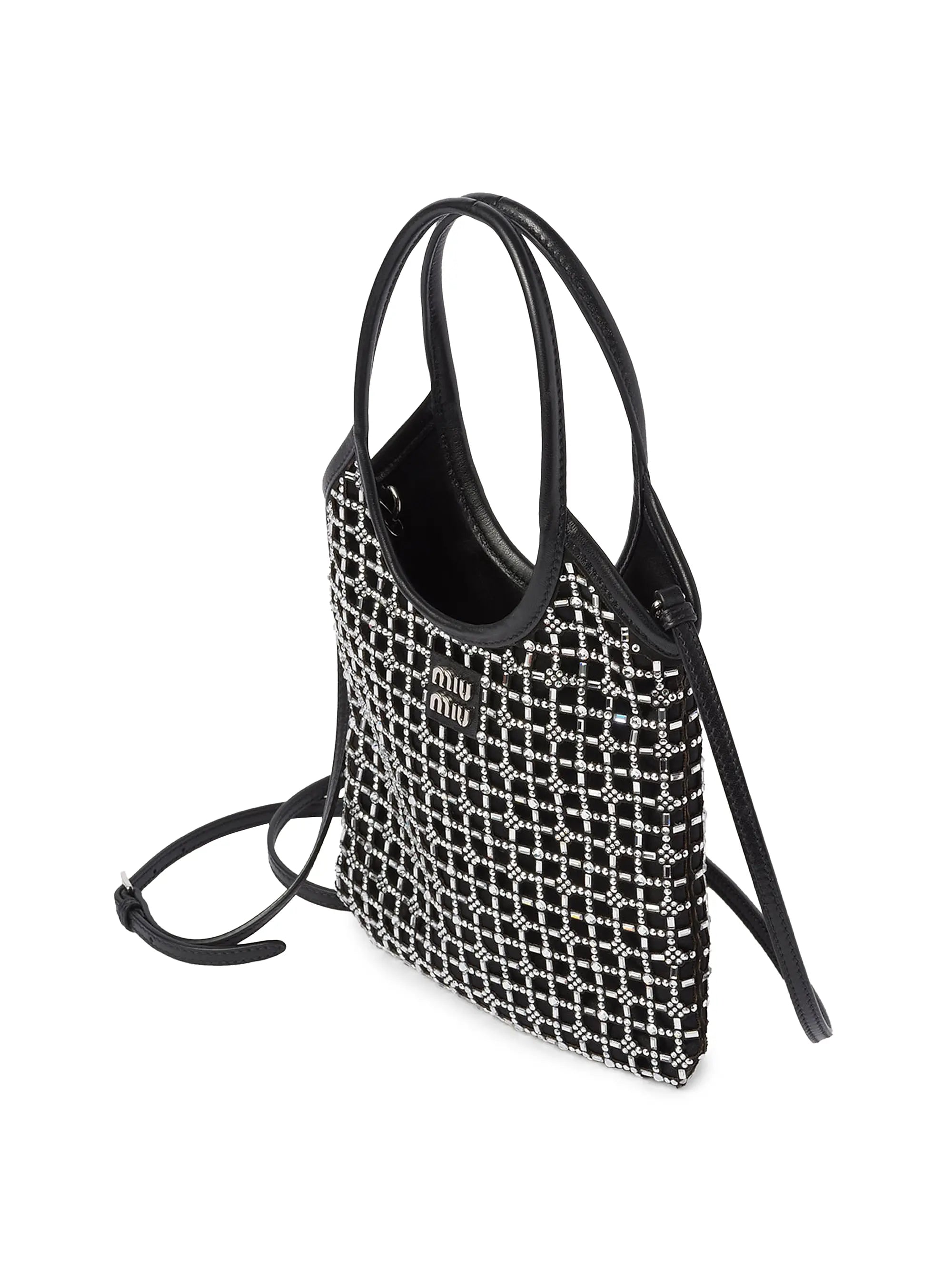 Miu Miu Ivy Satin Top-Handle Bag with Synthetic Crystals