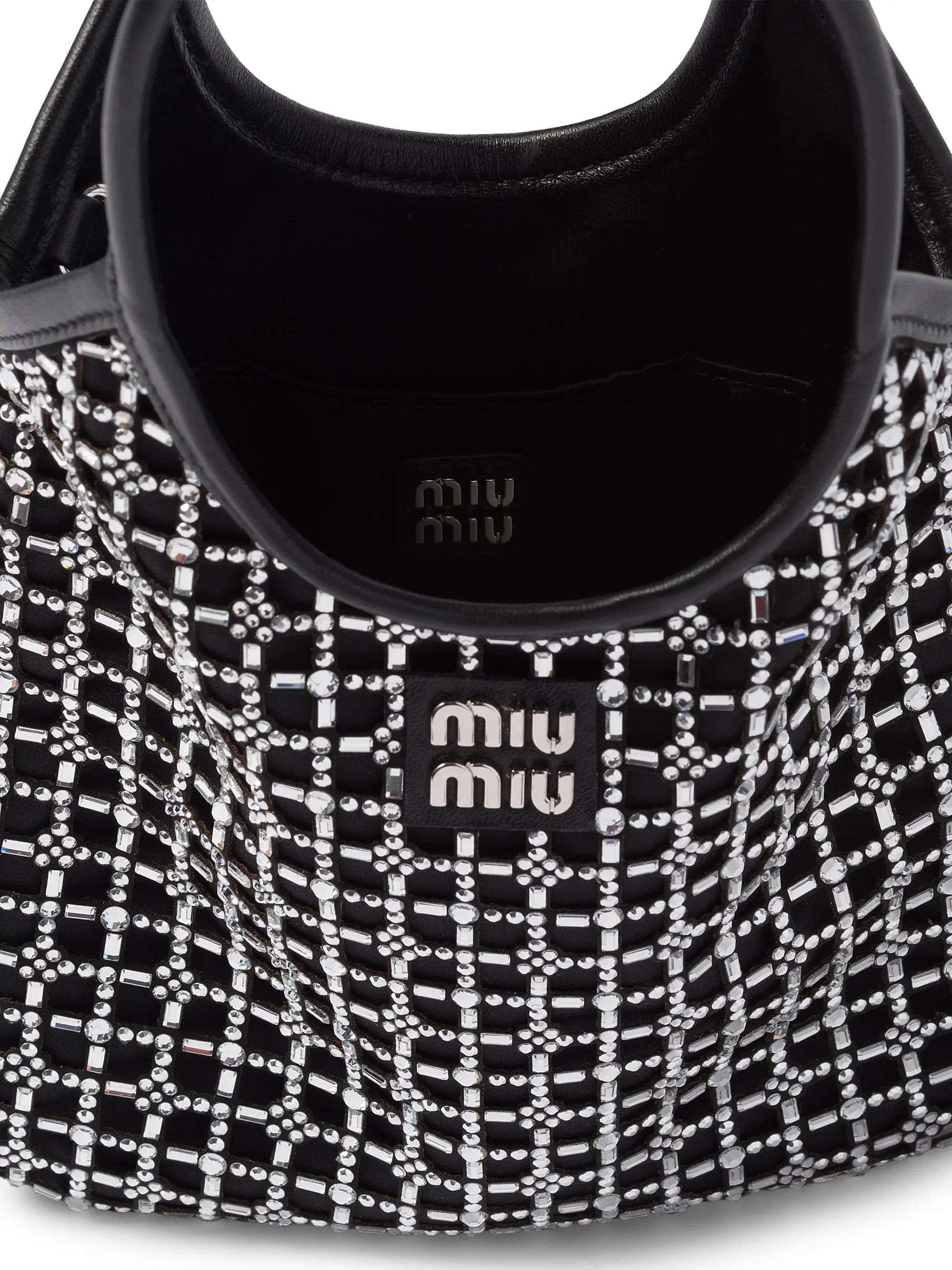 Miu Miu Ivy Satin Top-Handle Bag with Synthetic Crystals
