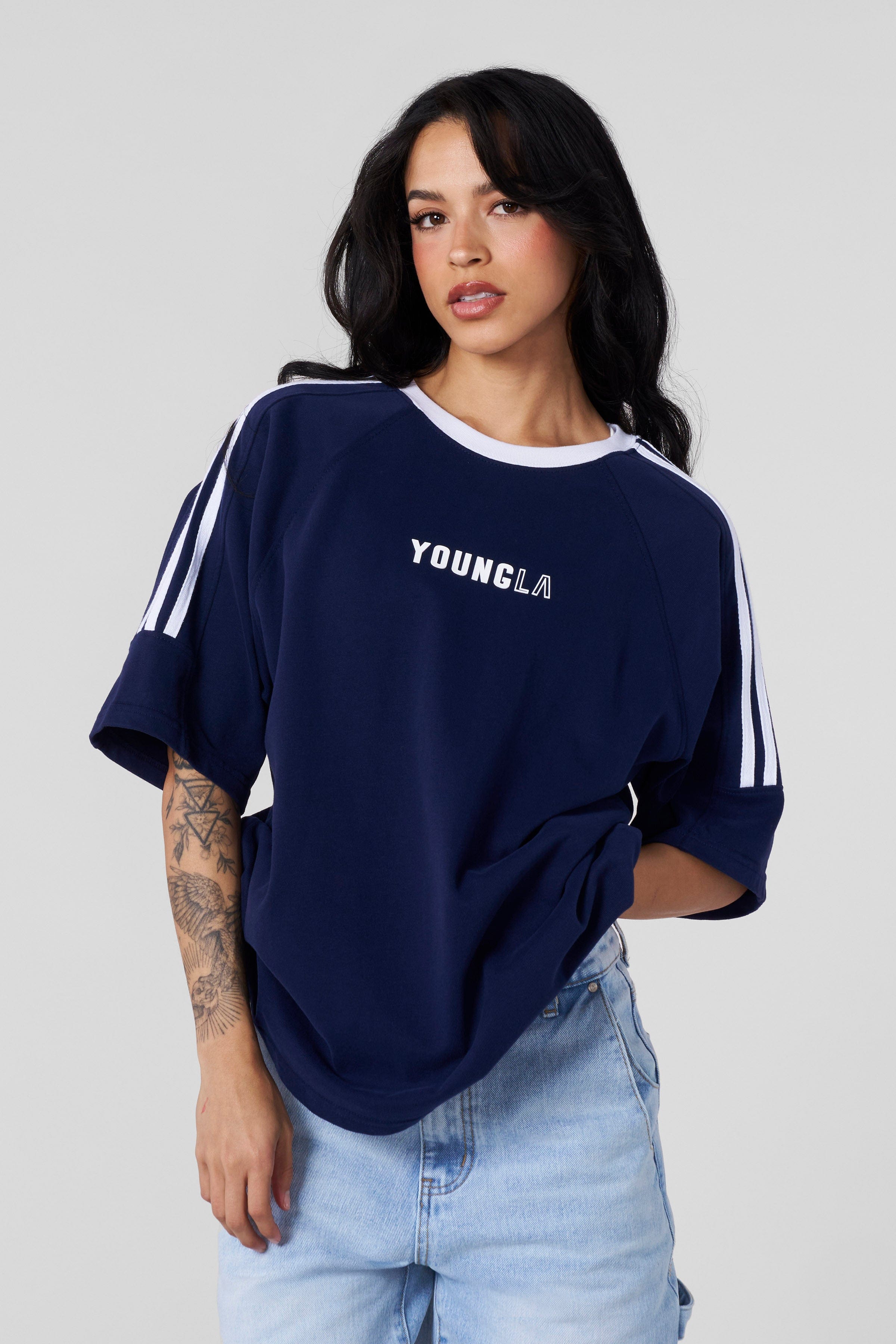 YoungLA W489 Sporty Tee White/Navy