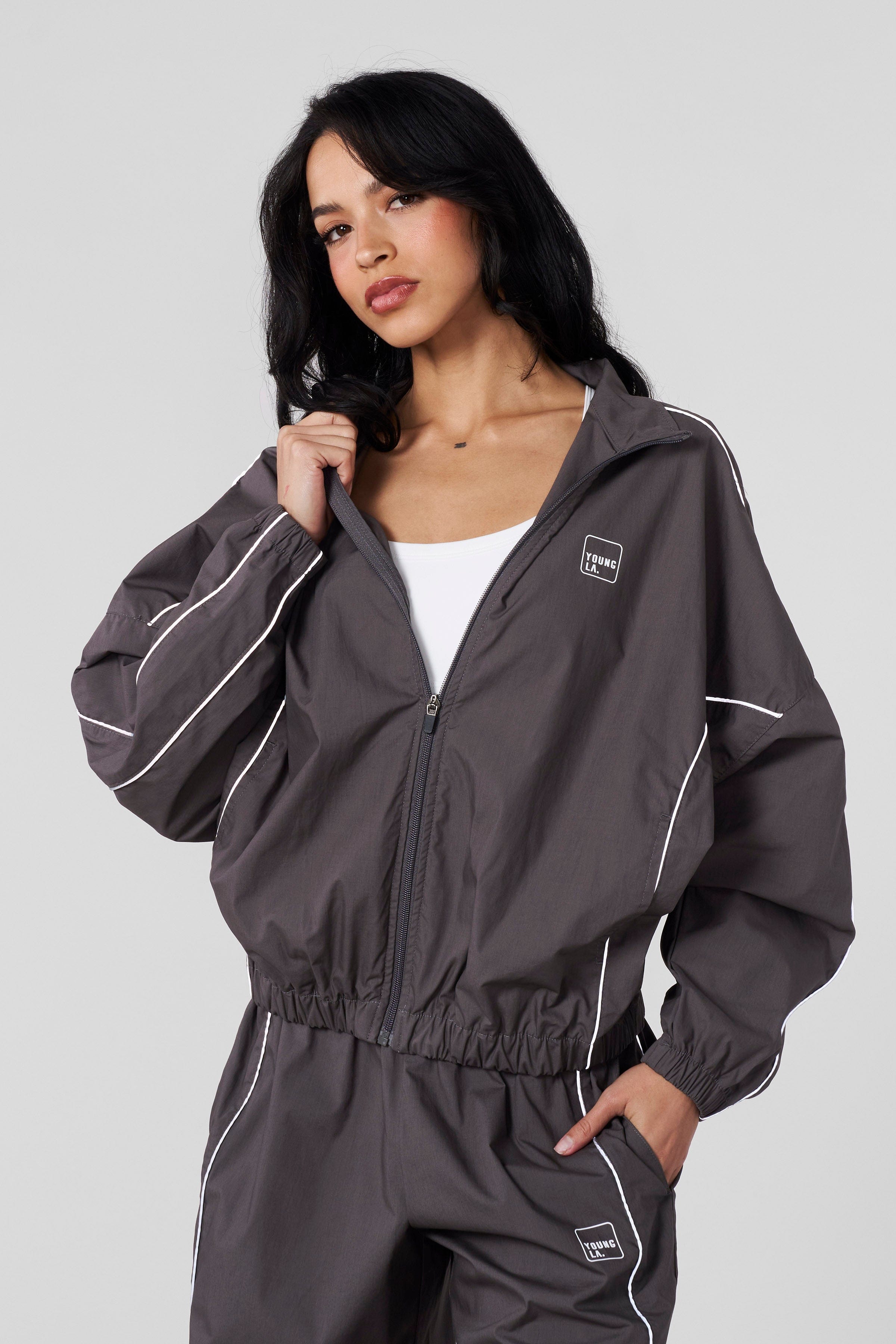 YoungLA W561 Flash Windbreaker Charcoal