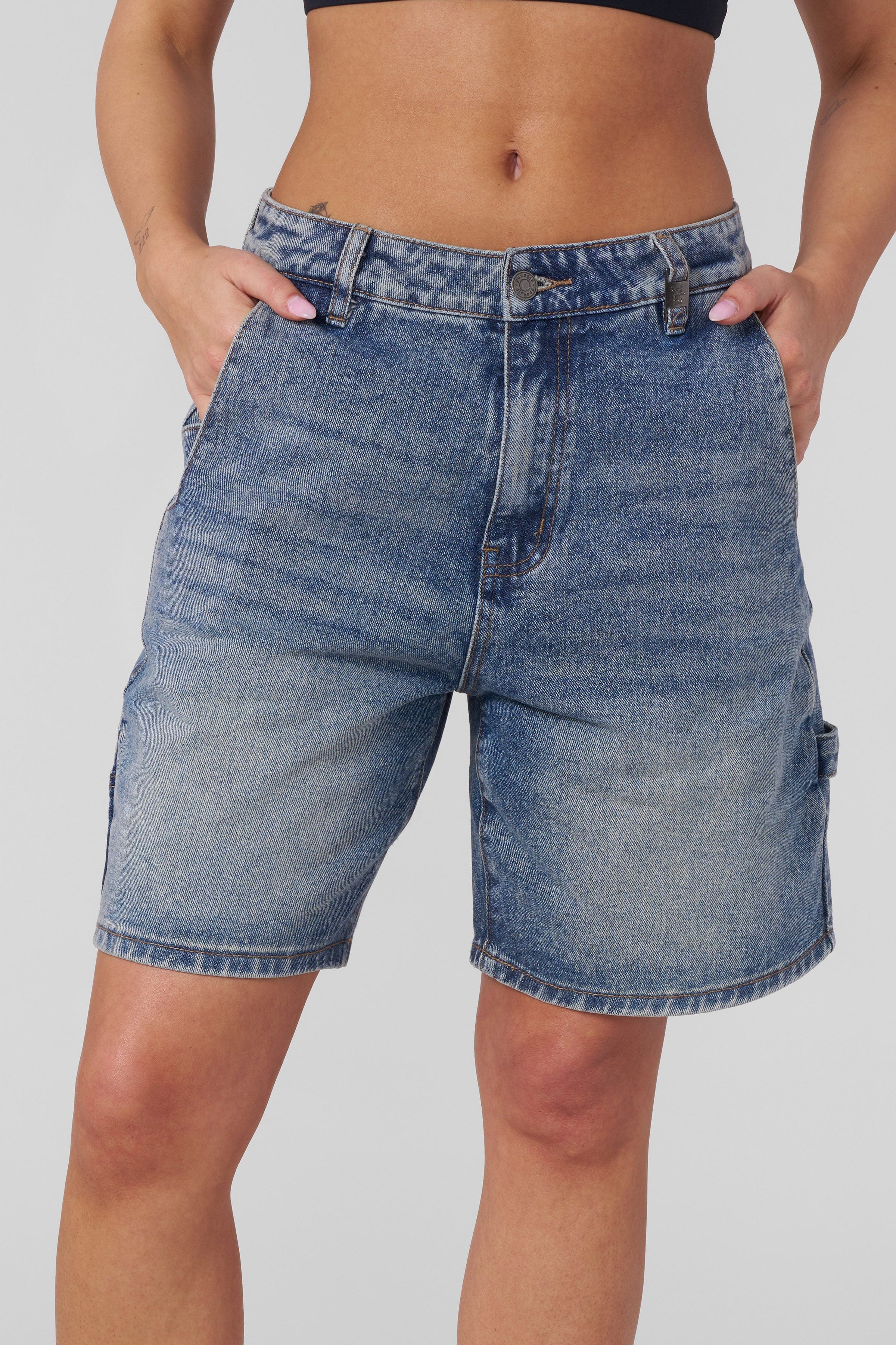 YoungLA W167 Carpenter Denim Shorts Dark Blue